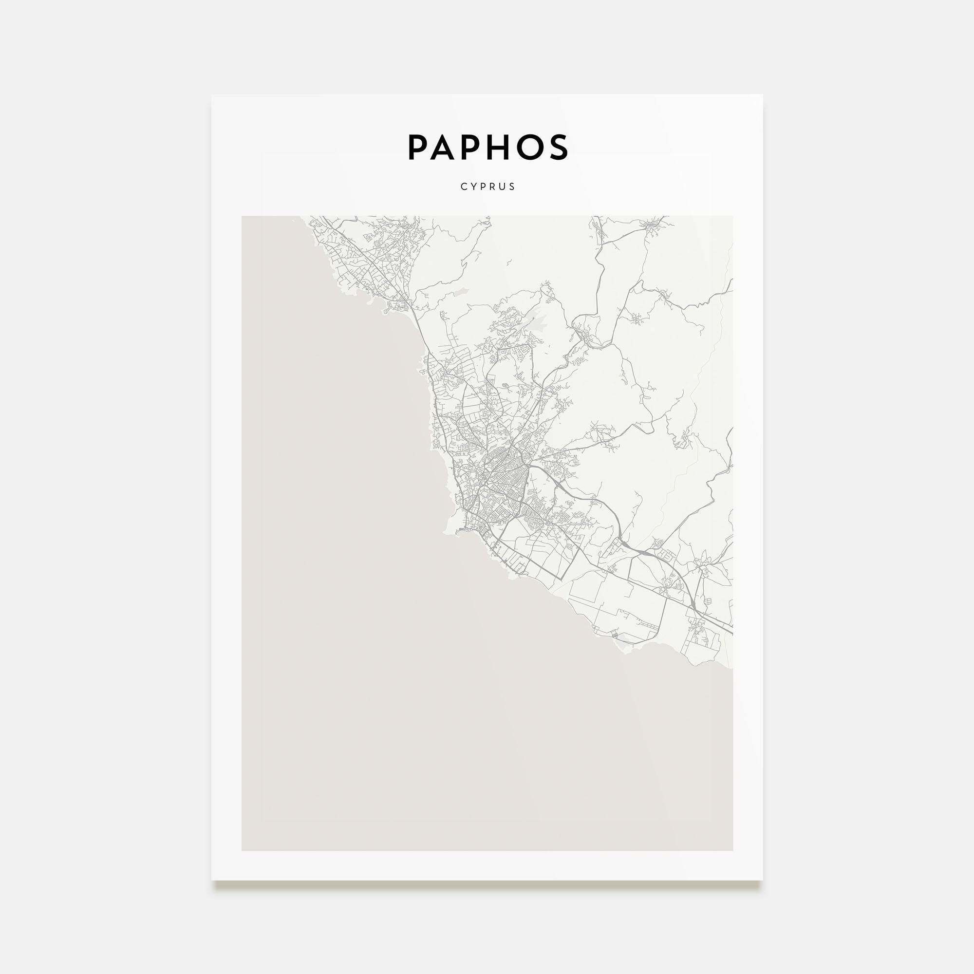 Paphos Map Portrait Poster