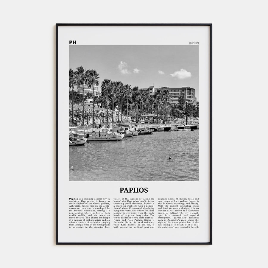 Paphos Travel B&W Poster