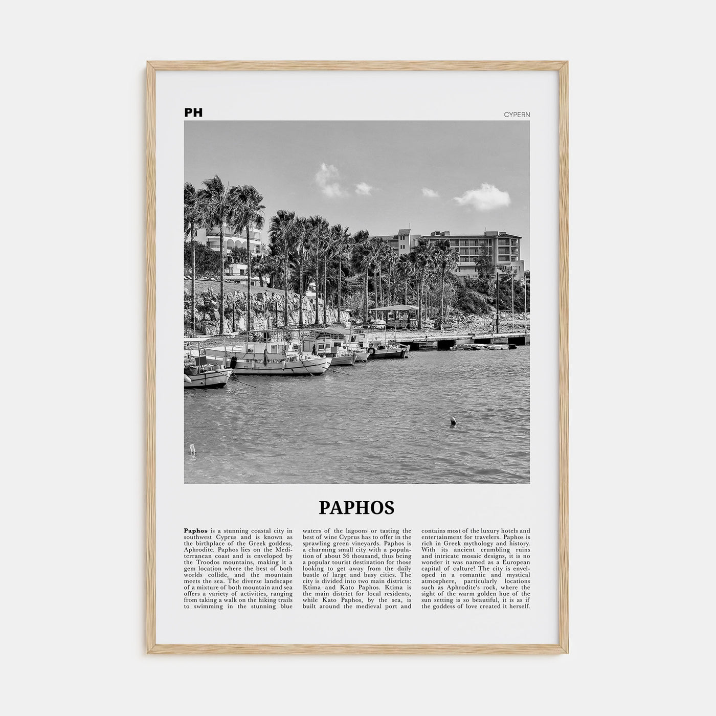 Paphos Travel B&W Poster