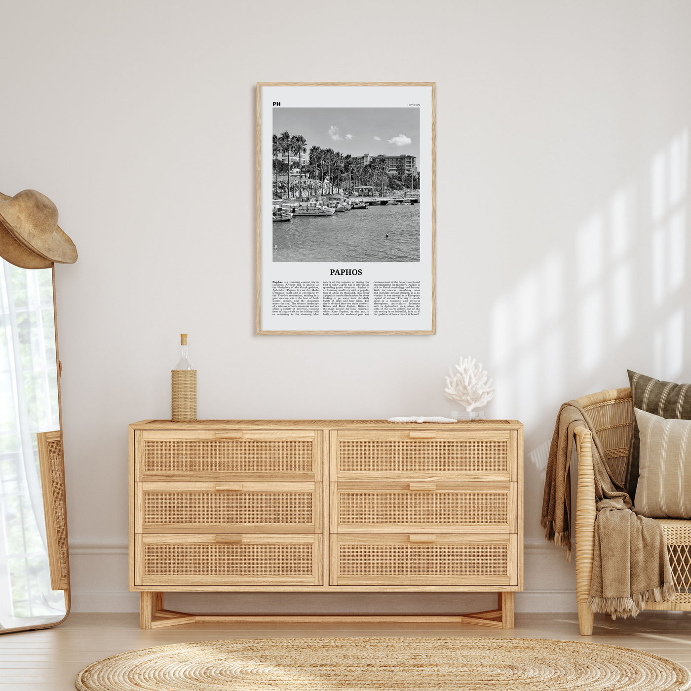 Paphos Travel B&W Poster