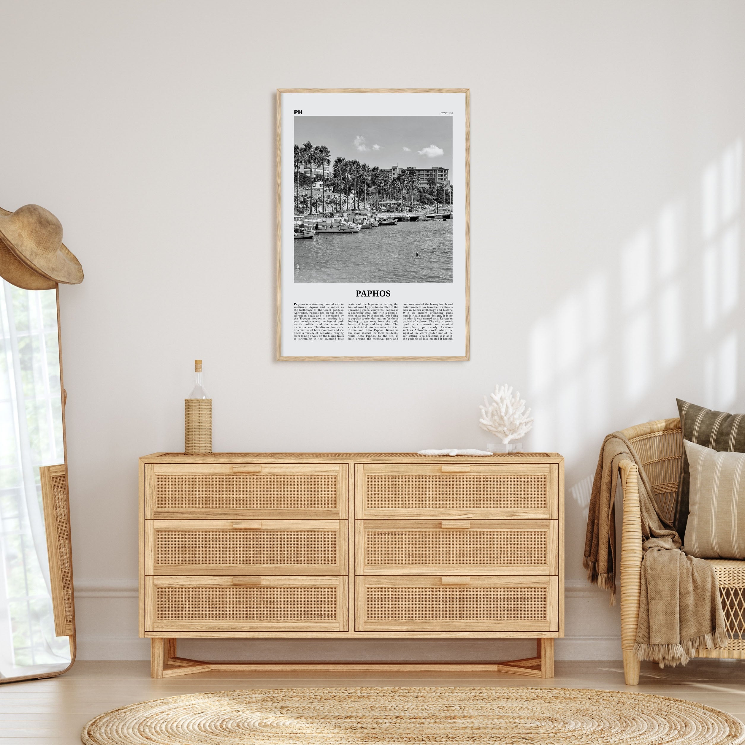 Paphos Travel B&W Poster