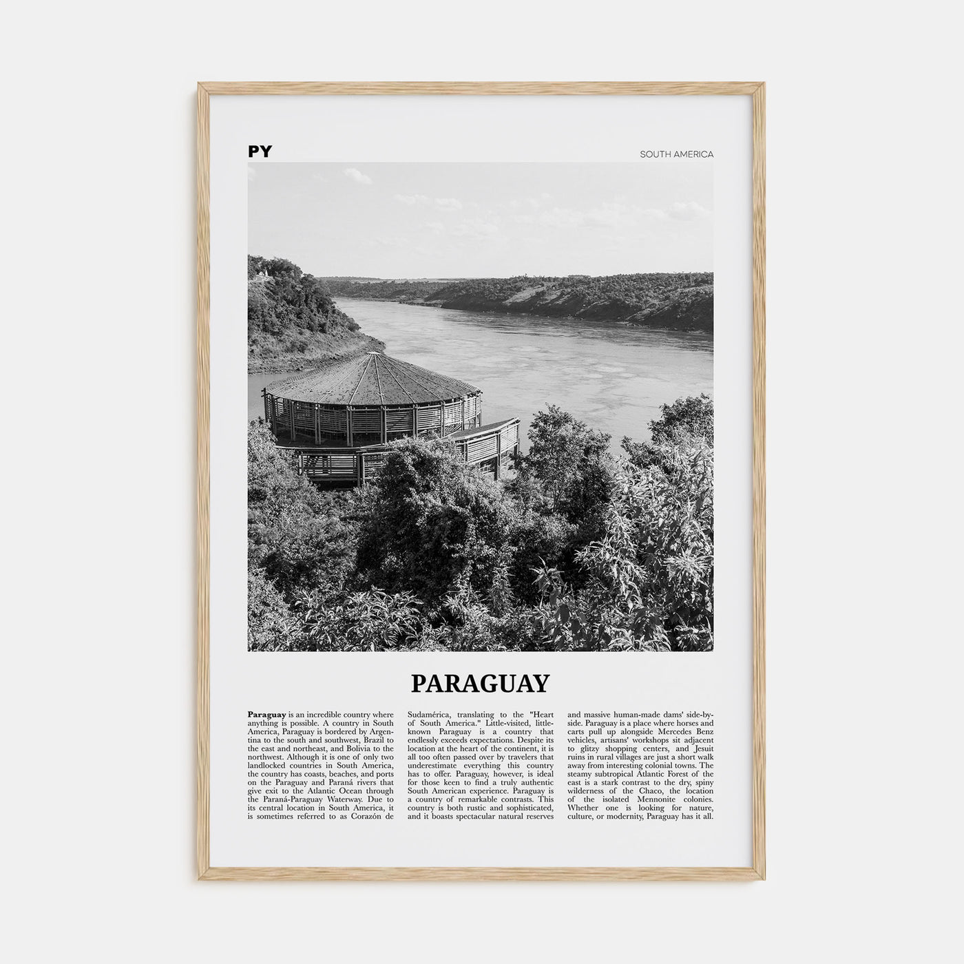 Paraguay Travel B&W No 1 Poster