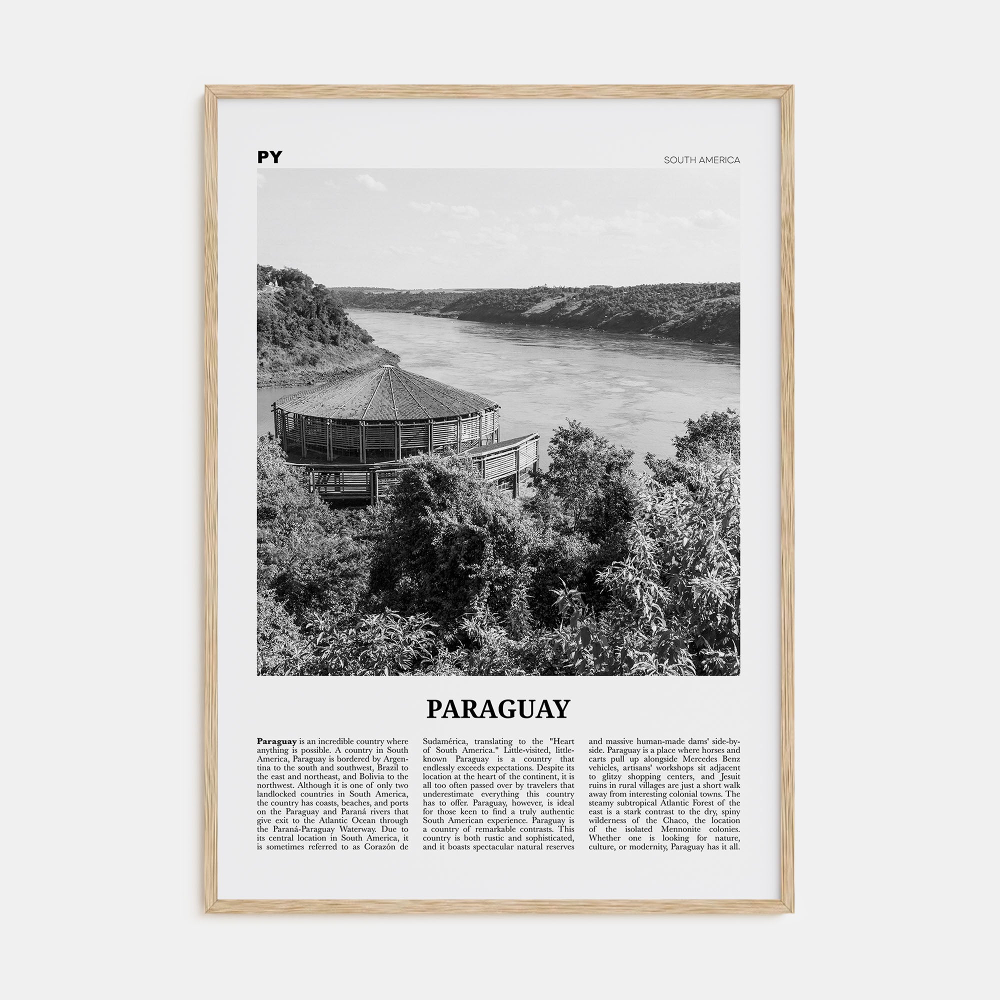 Paraguay Travel B&W No 1 Poster