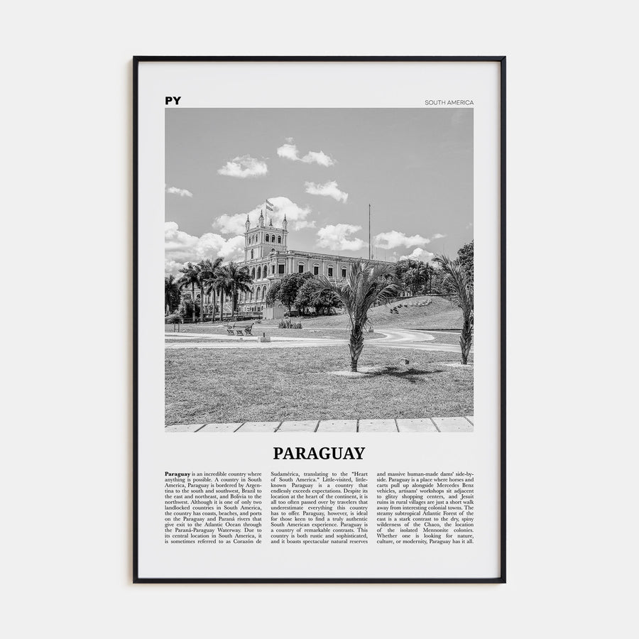 Paraguay Travel B&W No 2 Poster