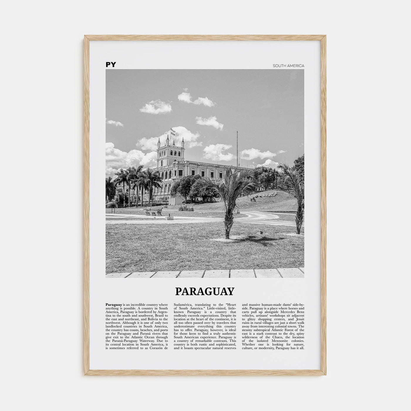 Paraguay Travel B&W No 2 Poster