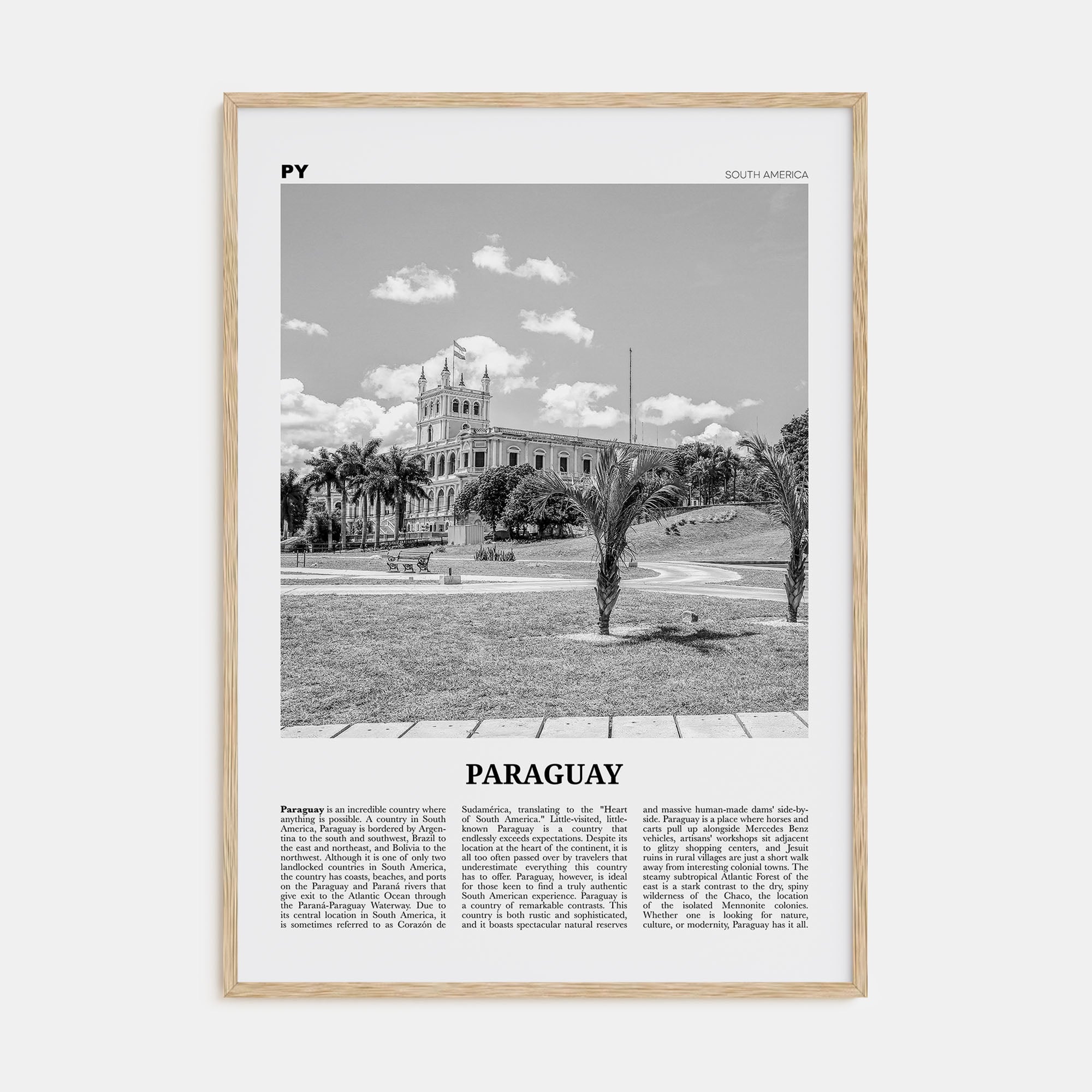 Paraguay Travel B&W No 2 Poster