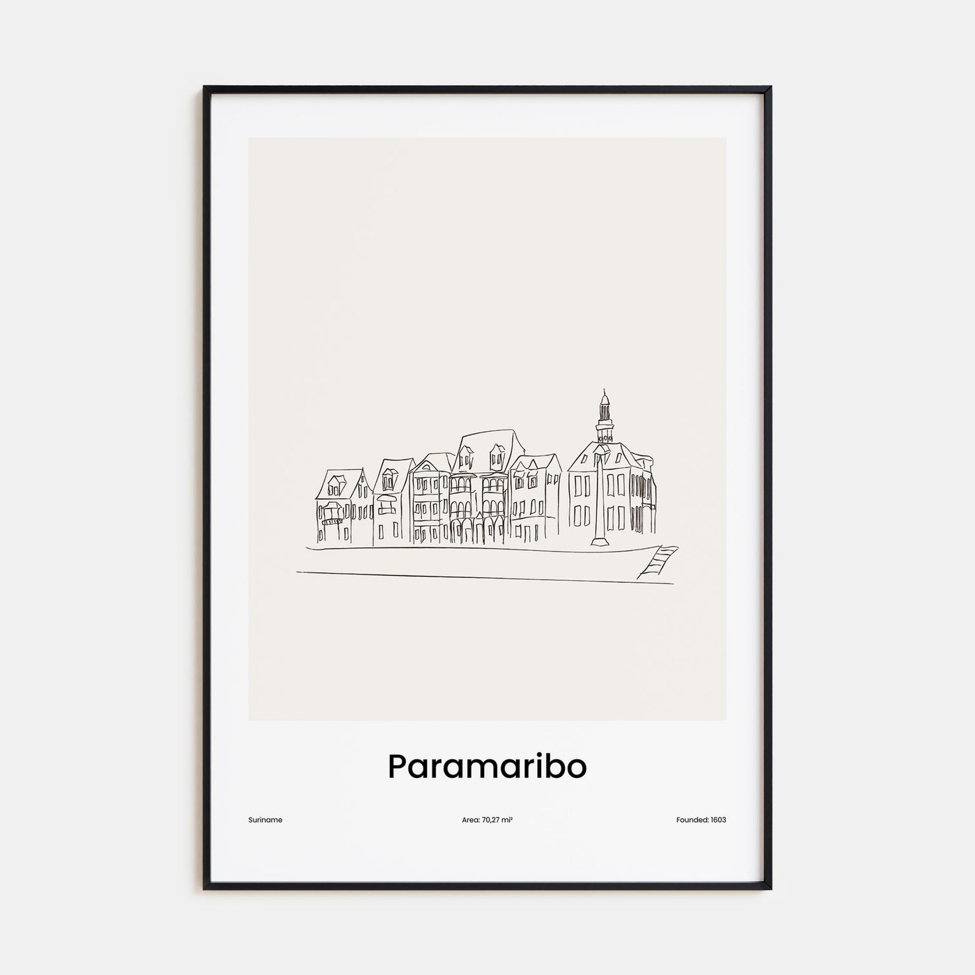 Paramaribo Drawn Poster