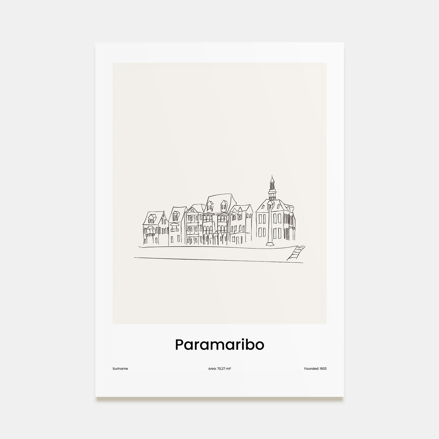 Paramaribo Drawn Poster