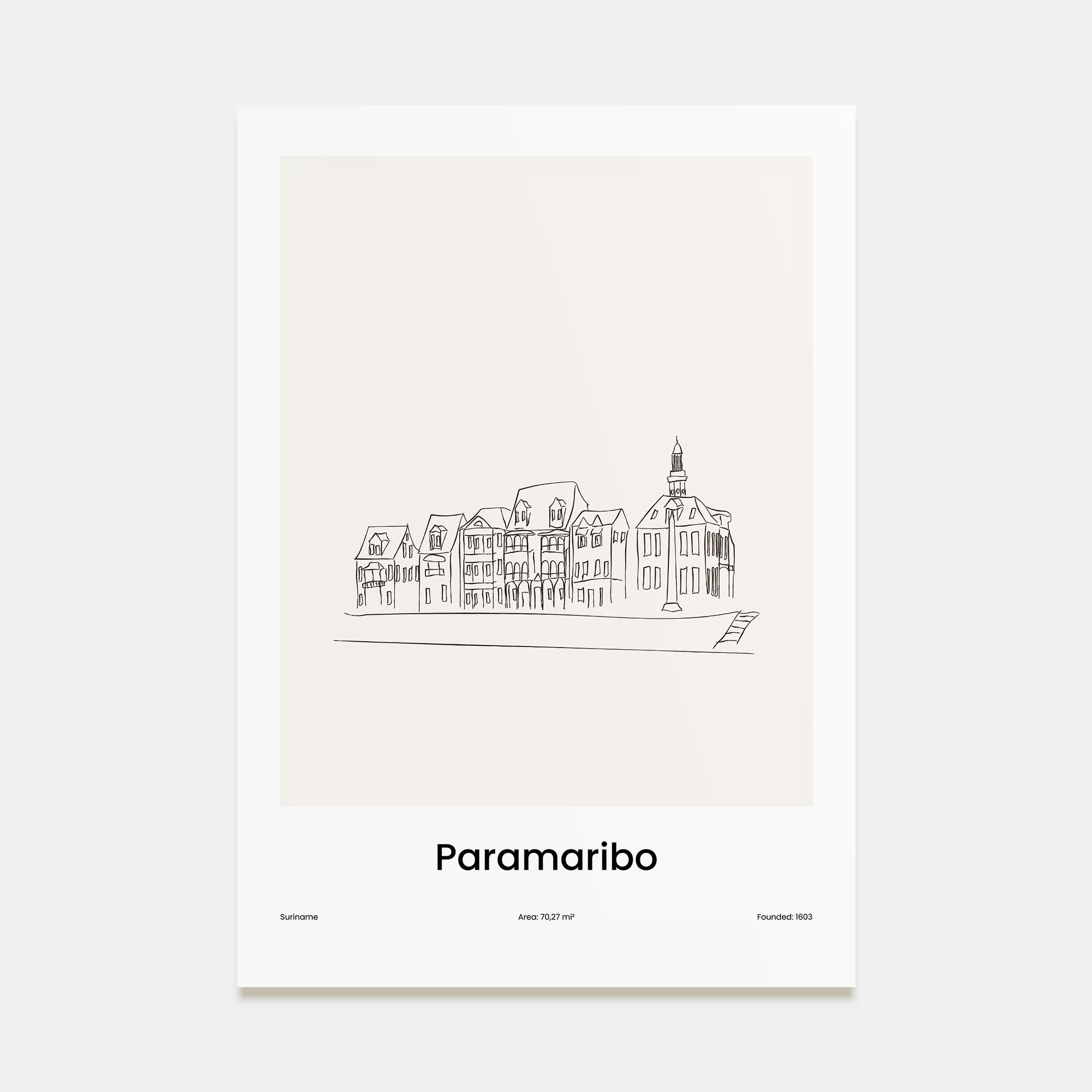 Paramaribo Drawn Poster