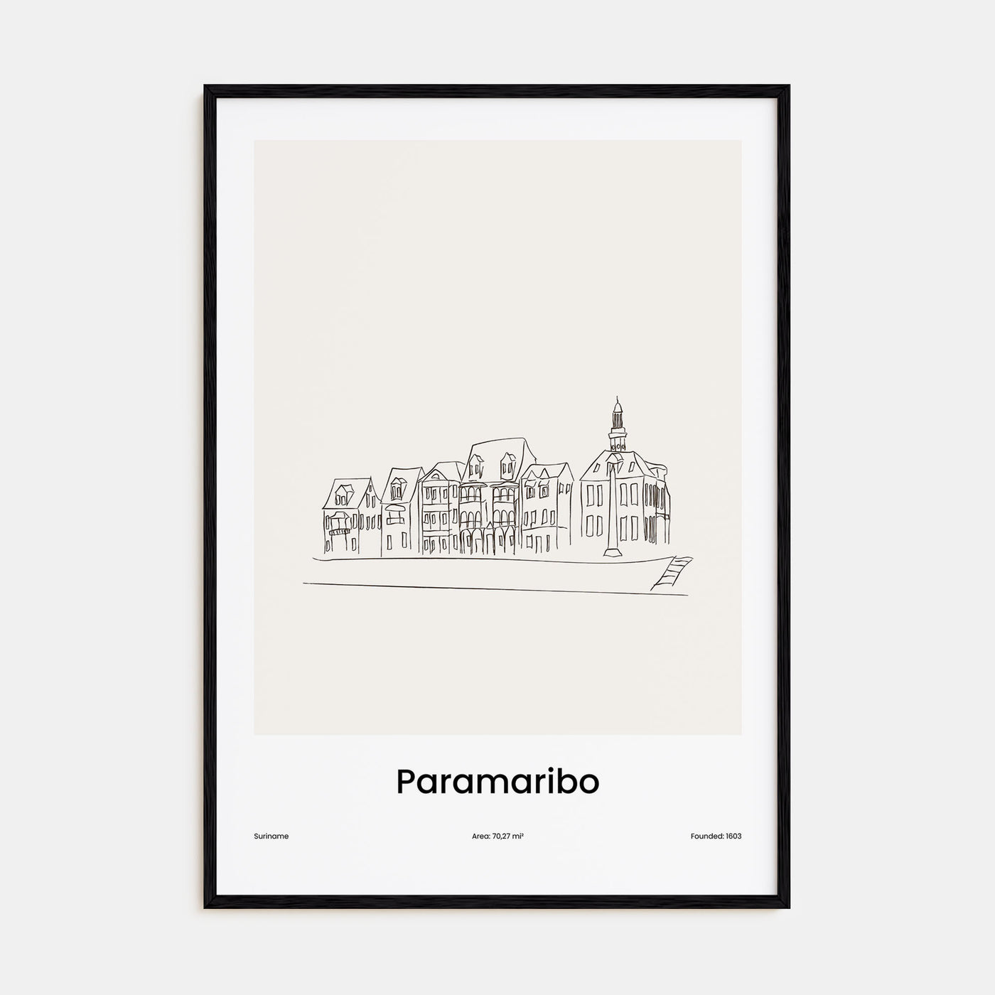 Paramaribo Drawn Poster