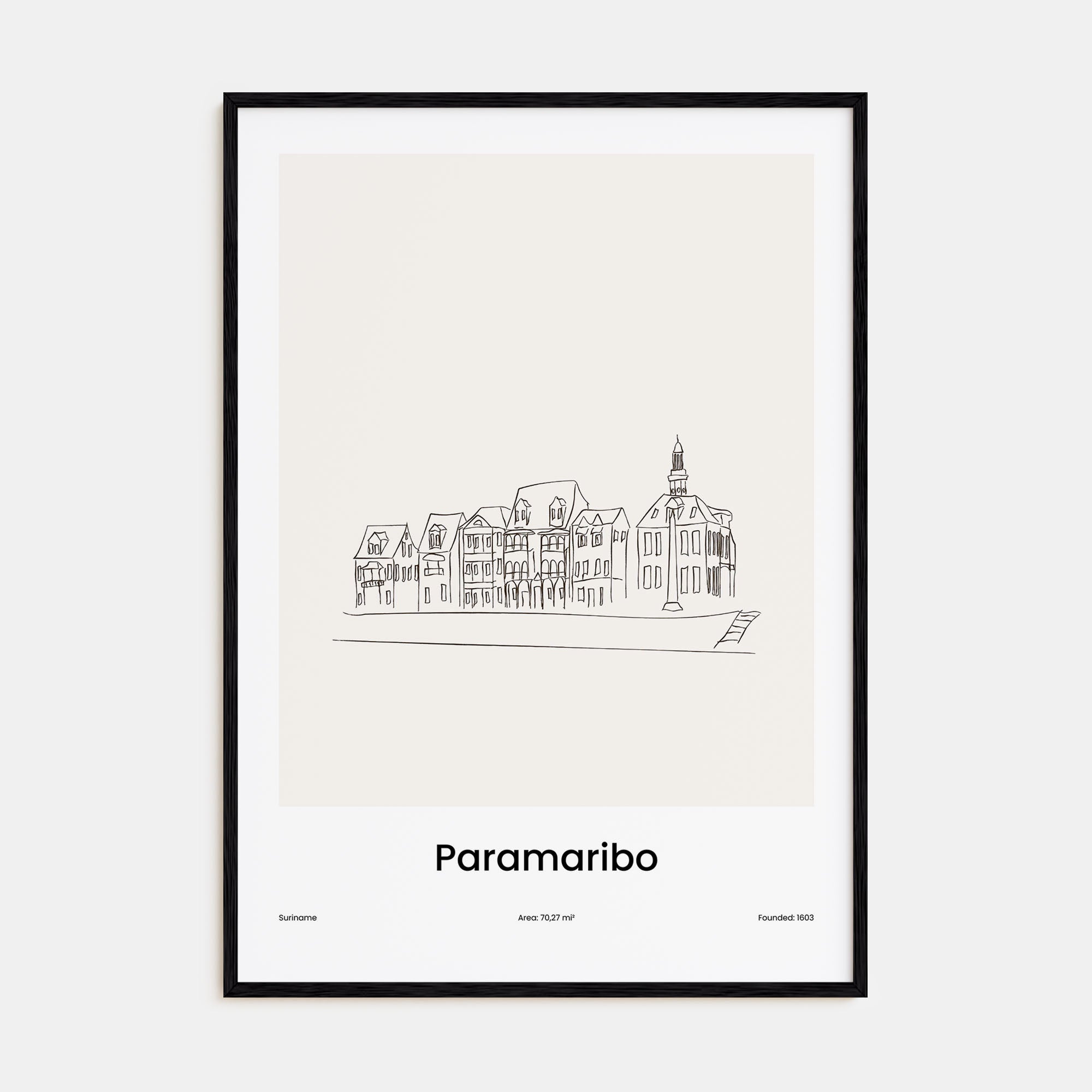 Paramaribo Drawn Poster