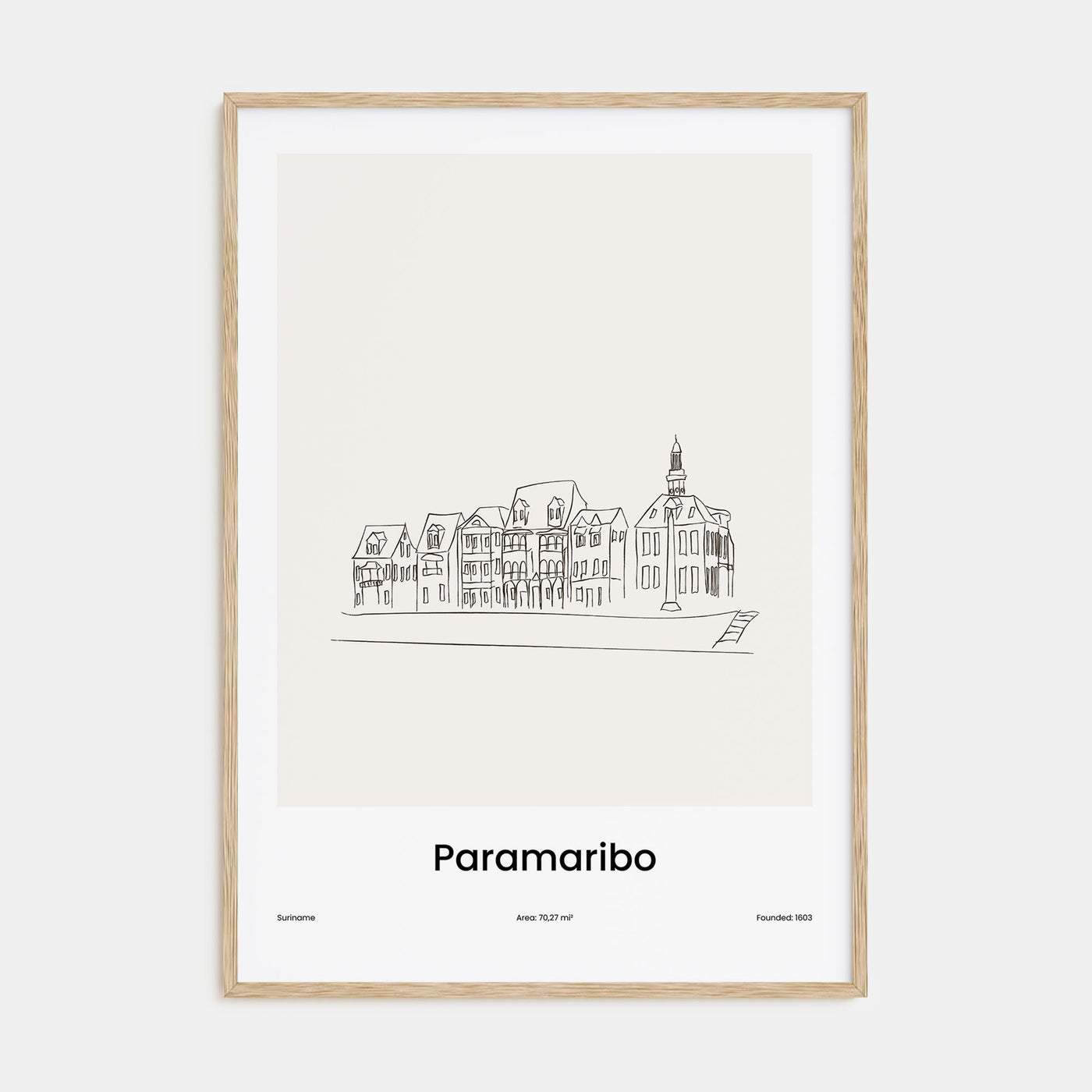 Paramaribo Drawn Poster