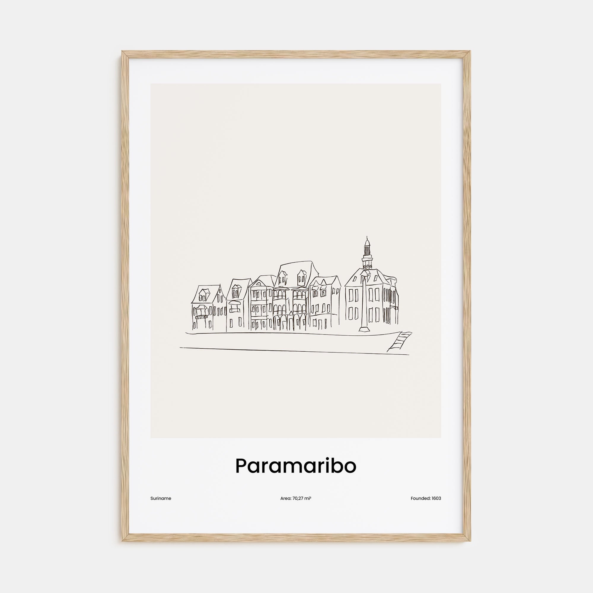 Paramaribo Drawn Poster