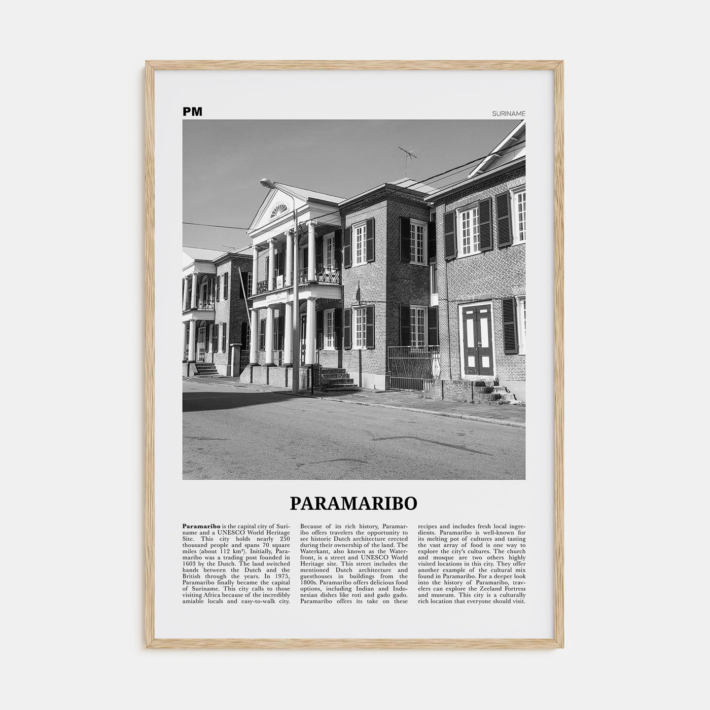 Paramaribo Travel B&W Poster