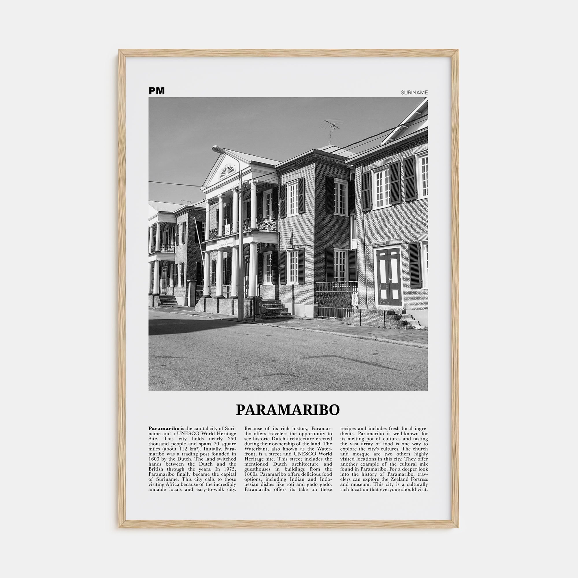 Paramaribo Travel B&W Poster