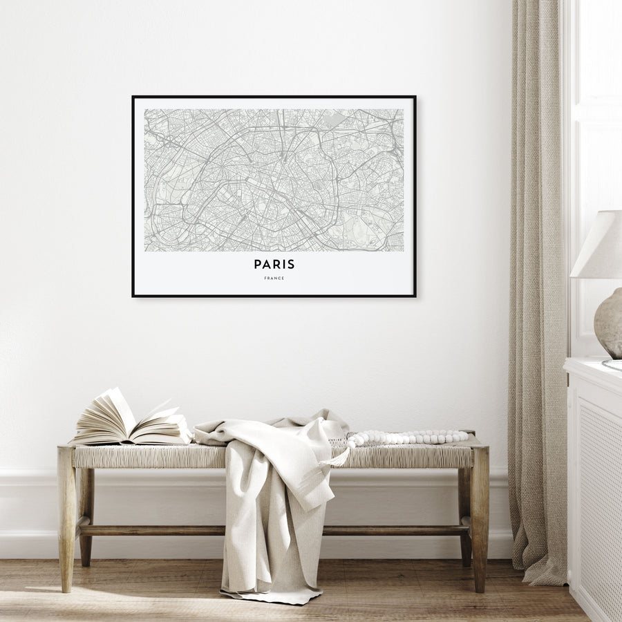 Paris Map Landscape Poster
