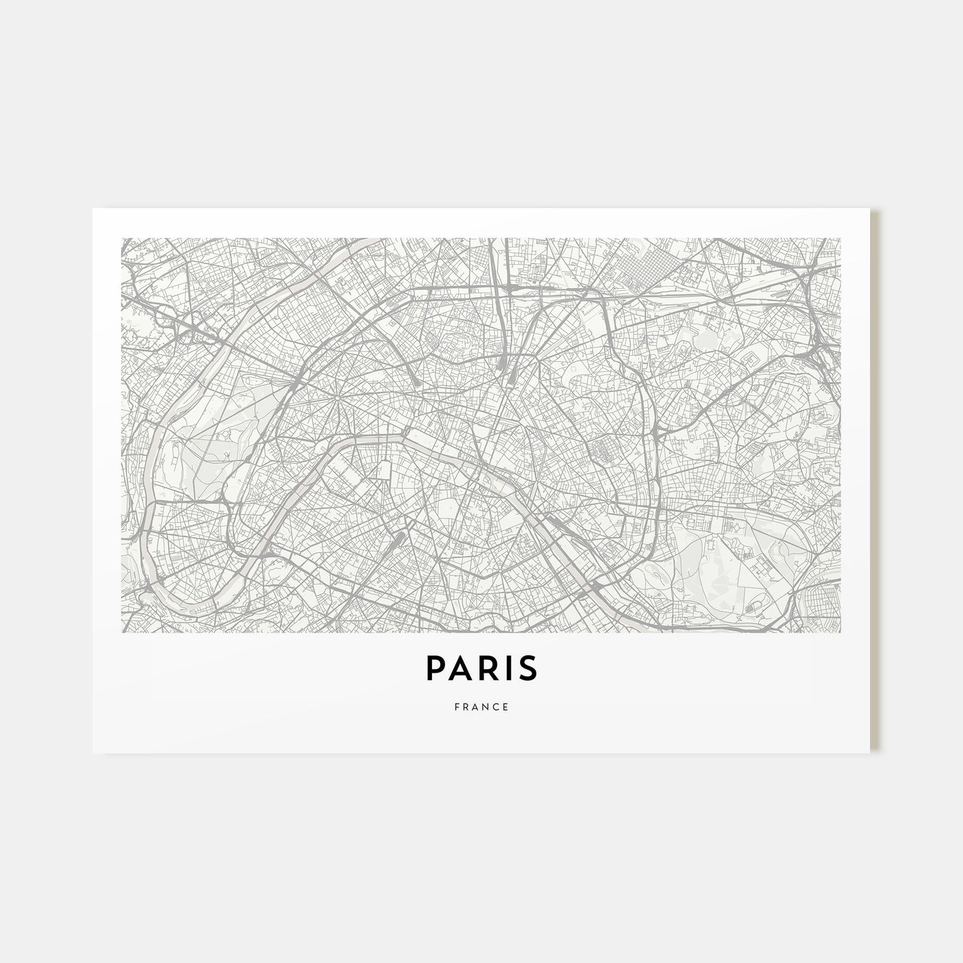 Paris Map Landscape Poster