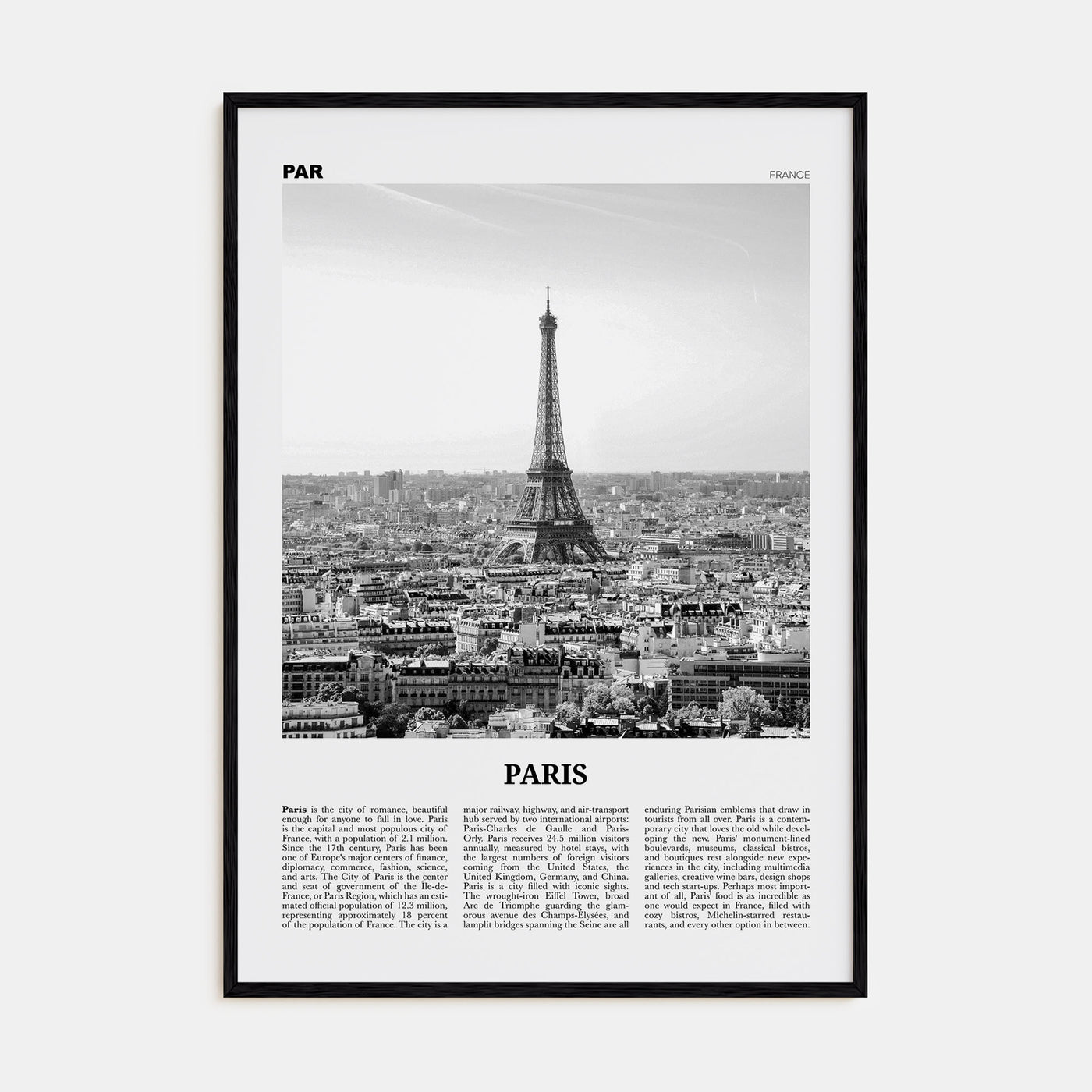 Paris Travel B&W No 1 Poster