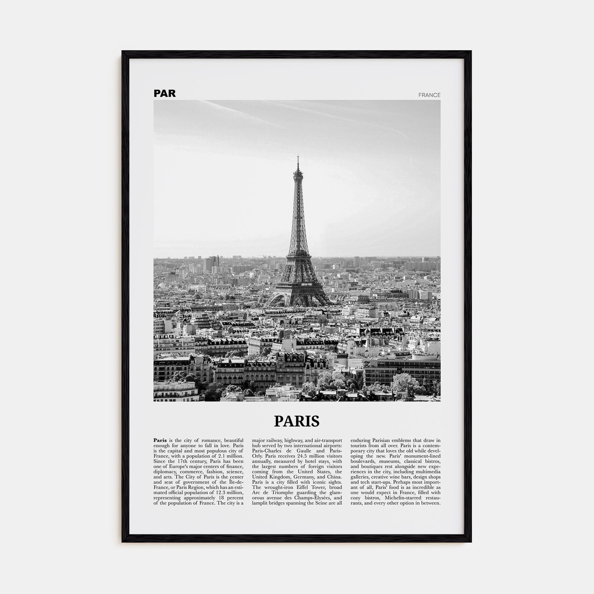 Paris Travel B&W No 1 Poster