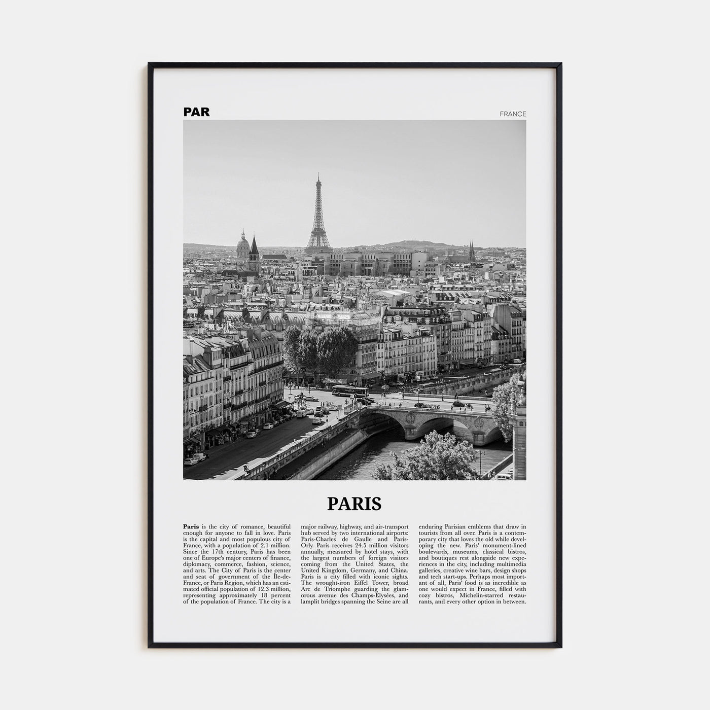 Paris Travel B&W No 2 Poster
