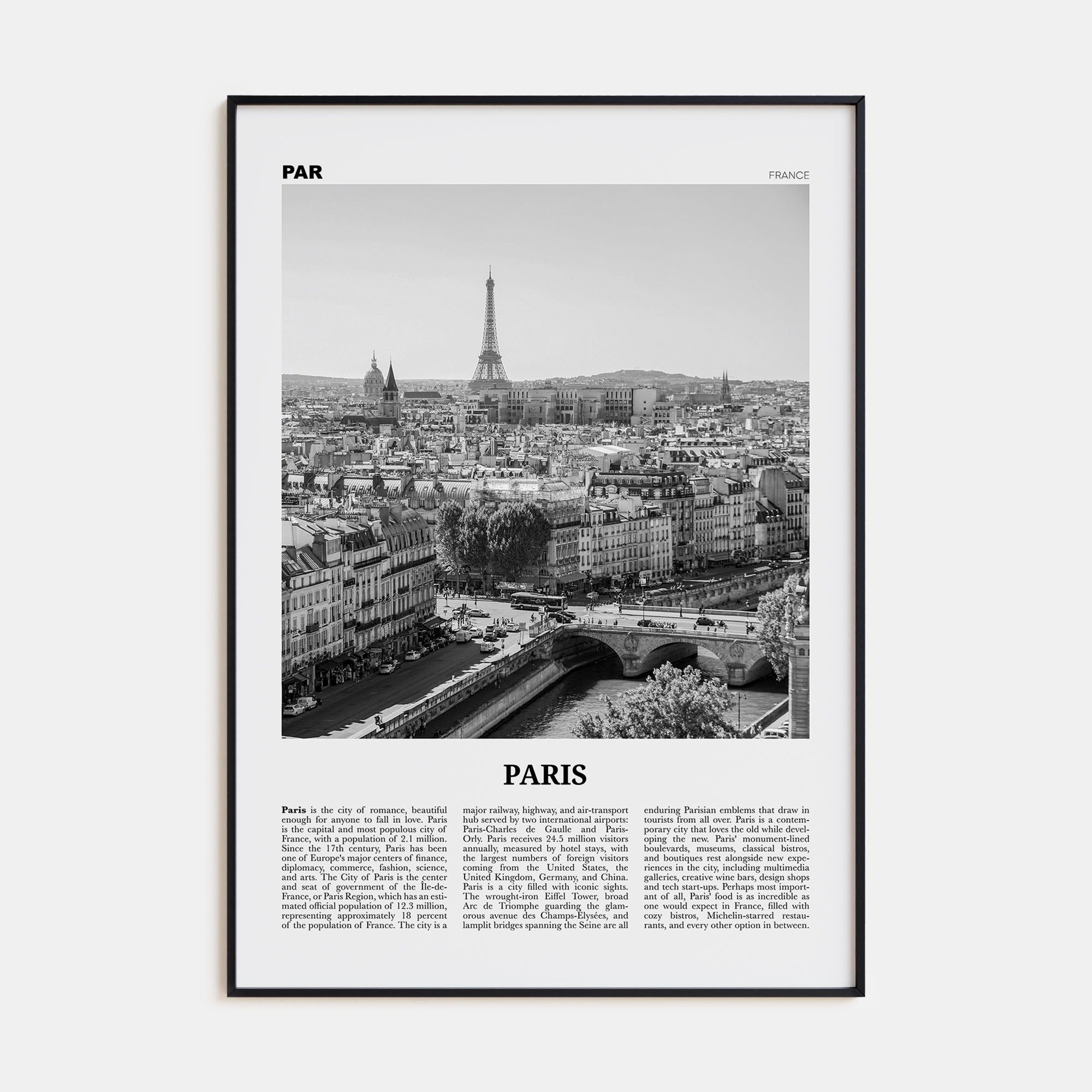 Paris Travel B&W No 2 Poster