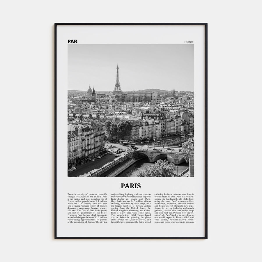 Paris Travel B&W No 2 Poster