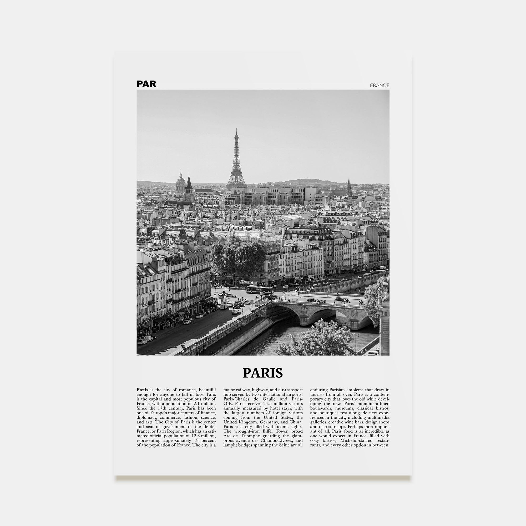 Paris Travel B&W No 2 Poster