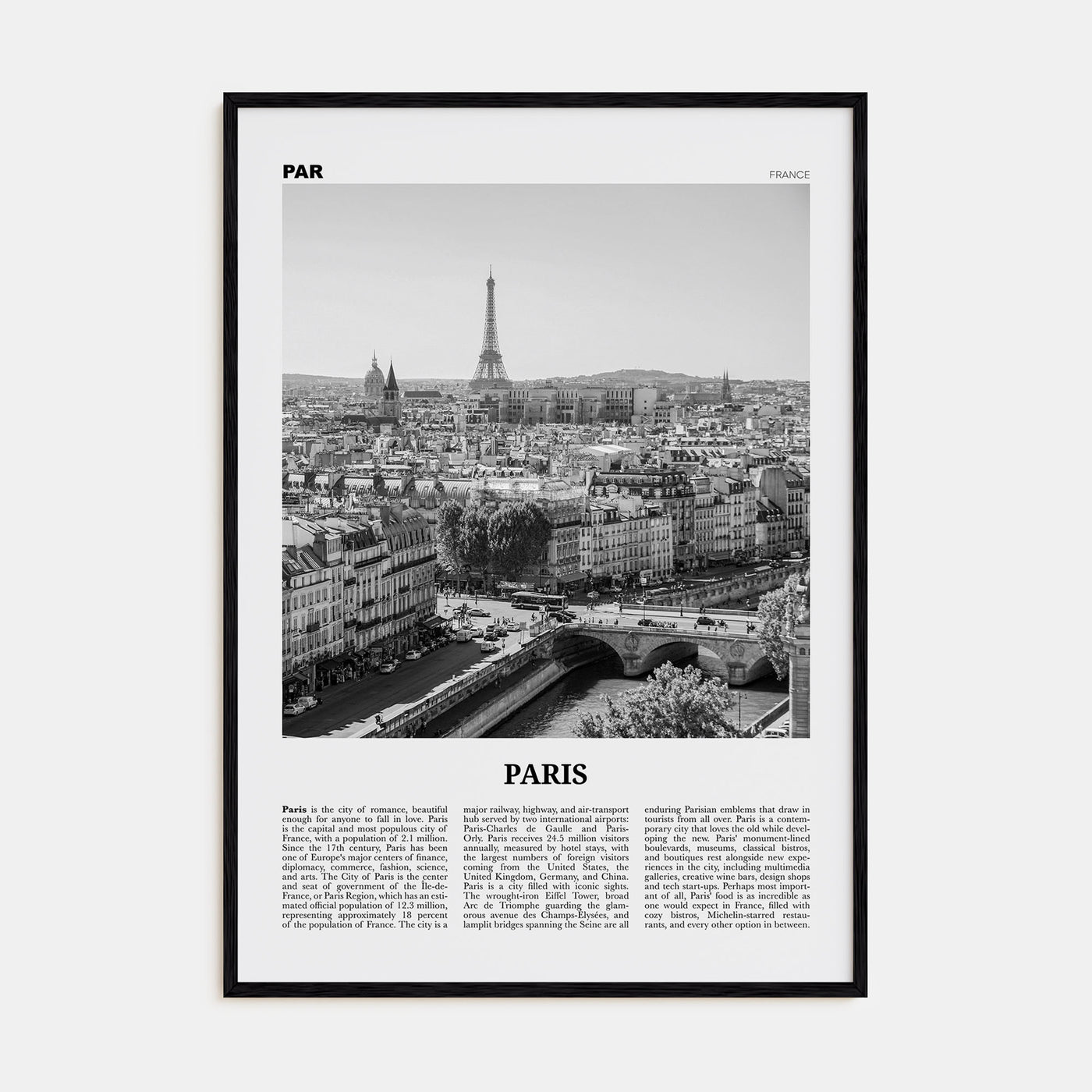 Paris Travel B&W No 2 Poster