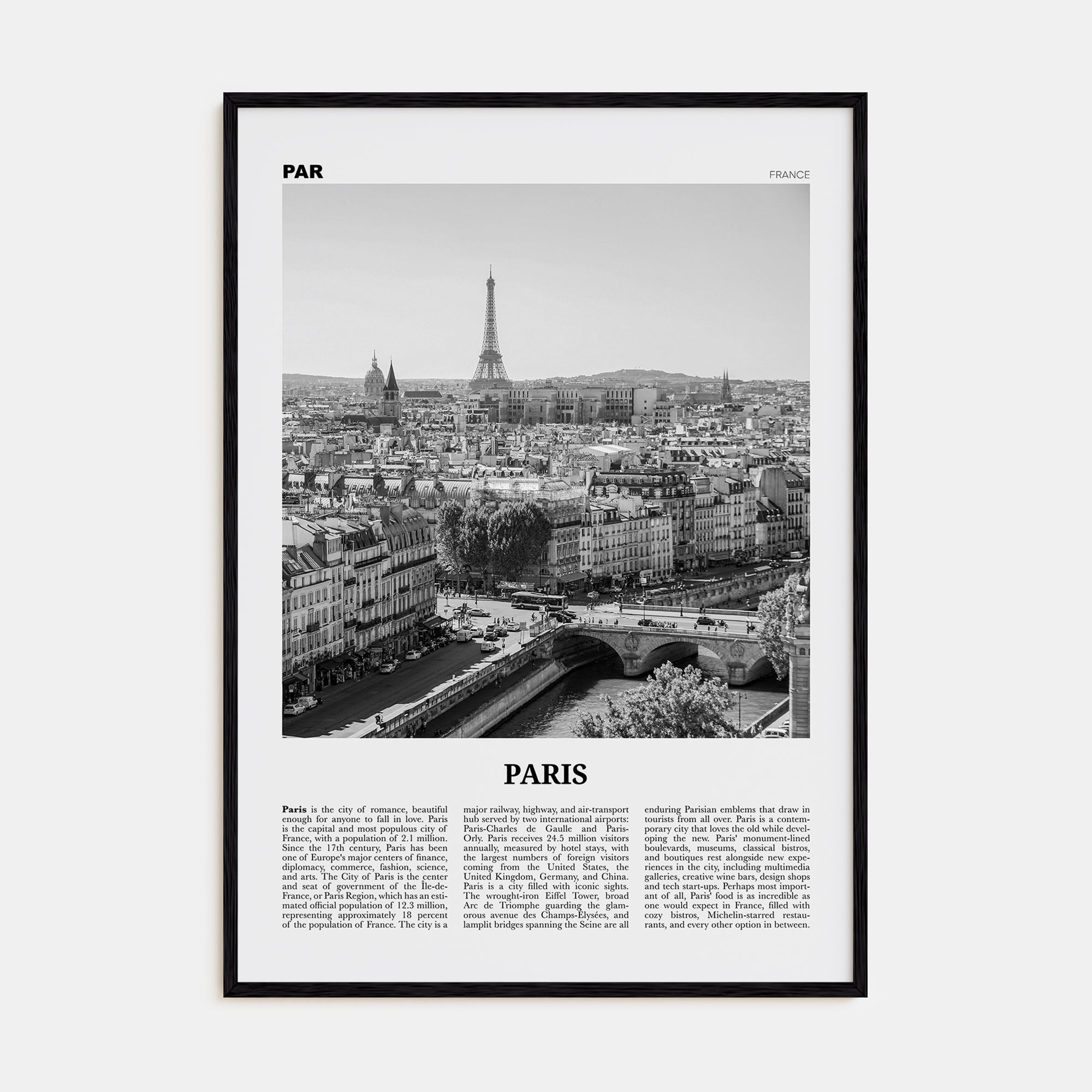 Paris Travel B&W No 2 Poster