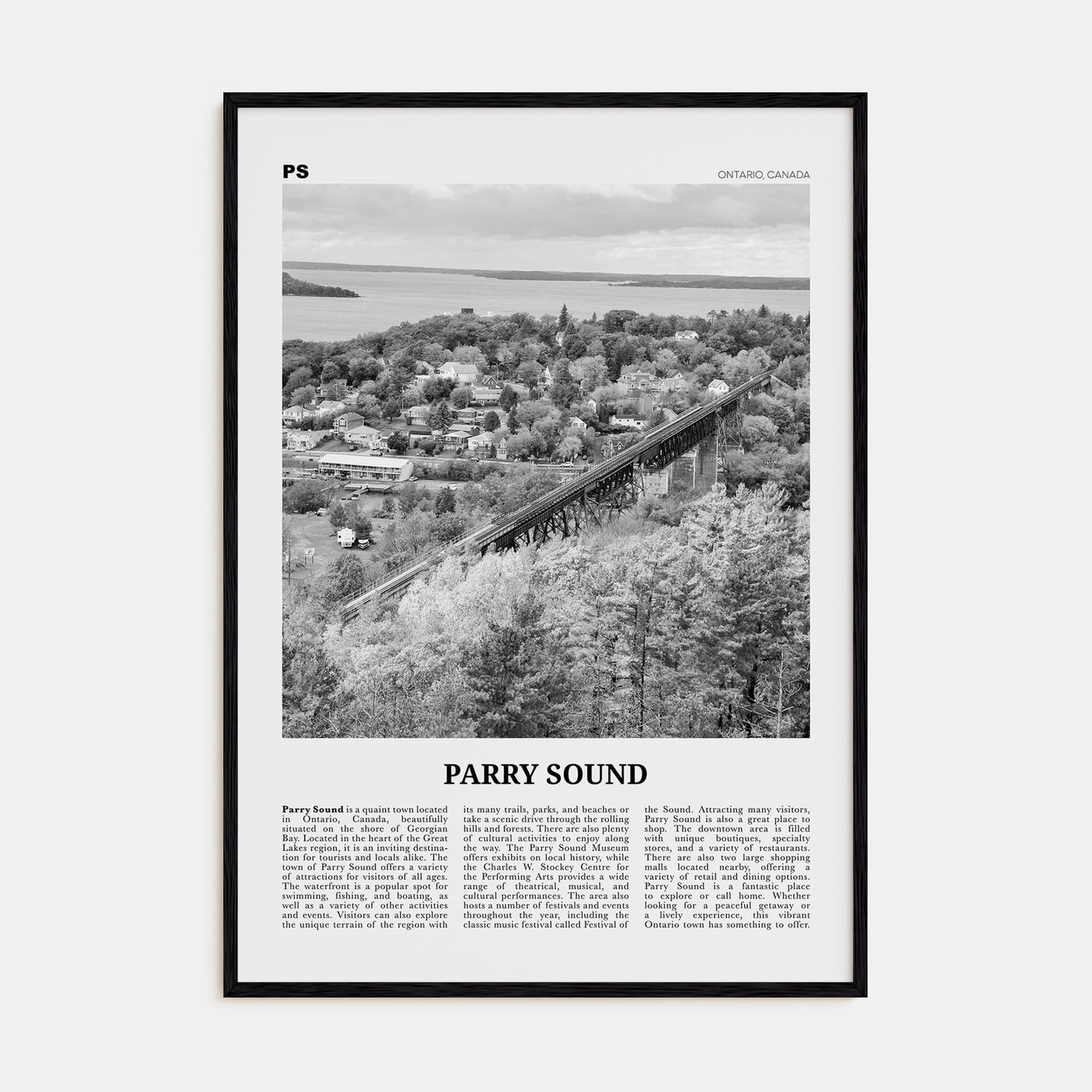Parry Sound Travel B&W Poster