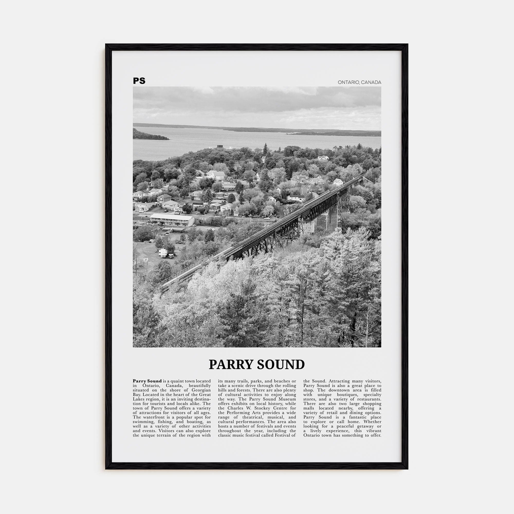 Parry Sound Travel B&W Poster