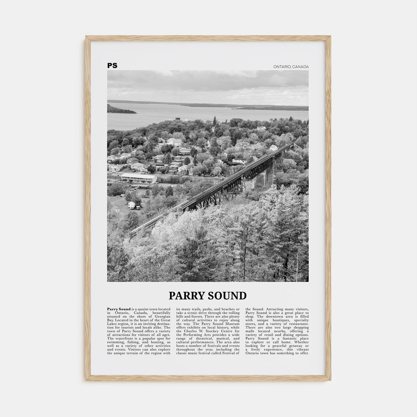 Parry Sound Travel B&W Poster