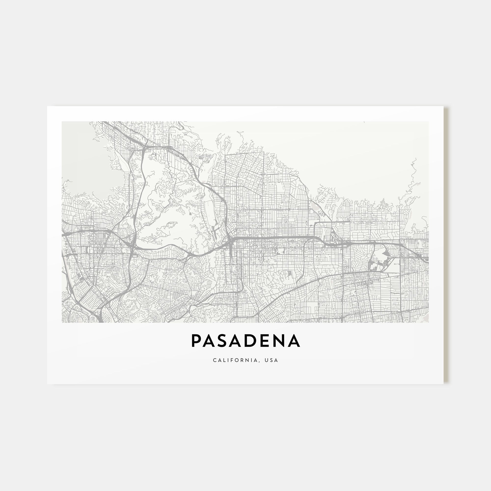 Pasadena Map Landscape Poster