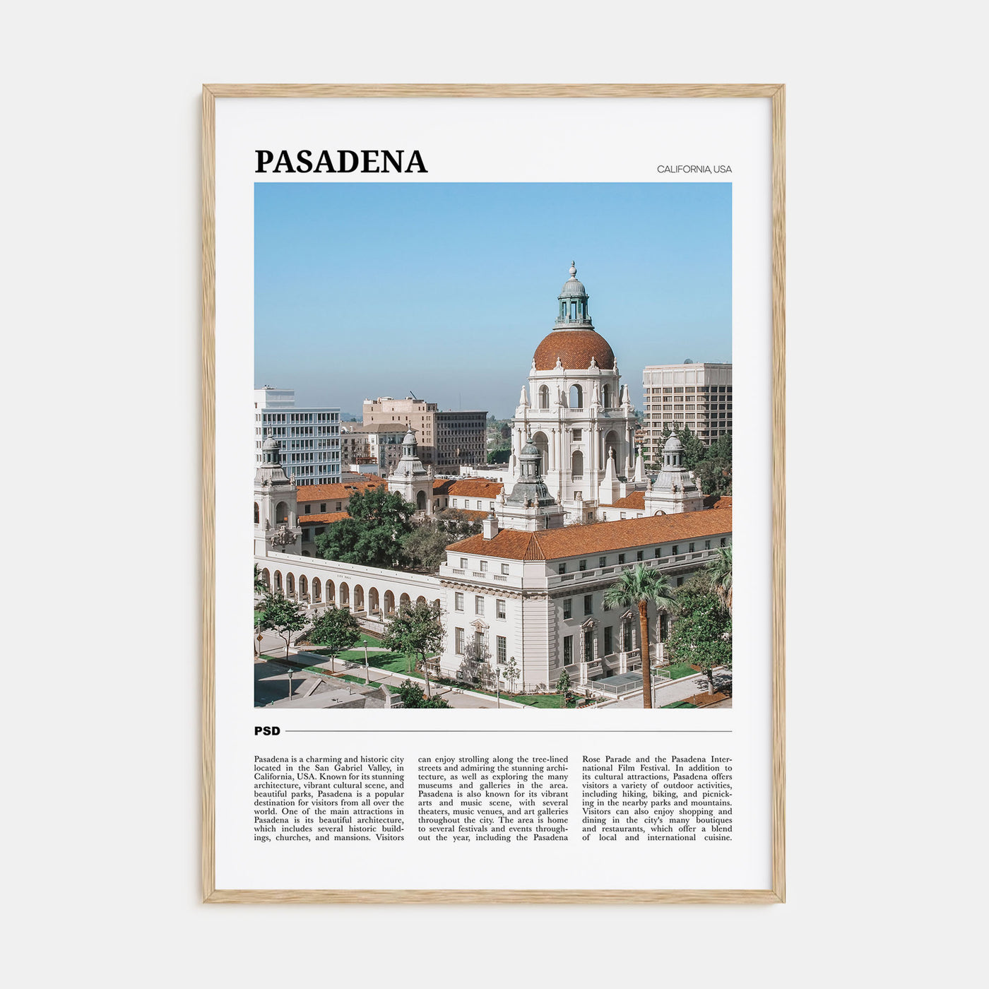 Pasadena Travel Color Poster