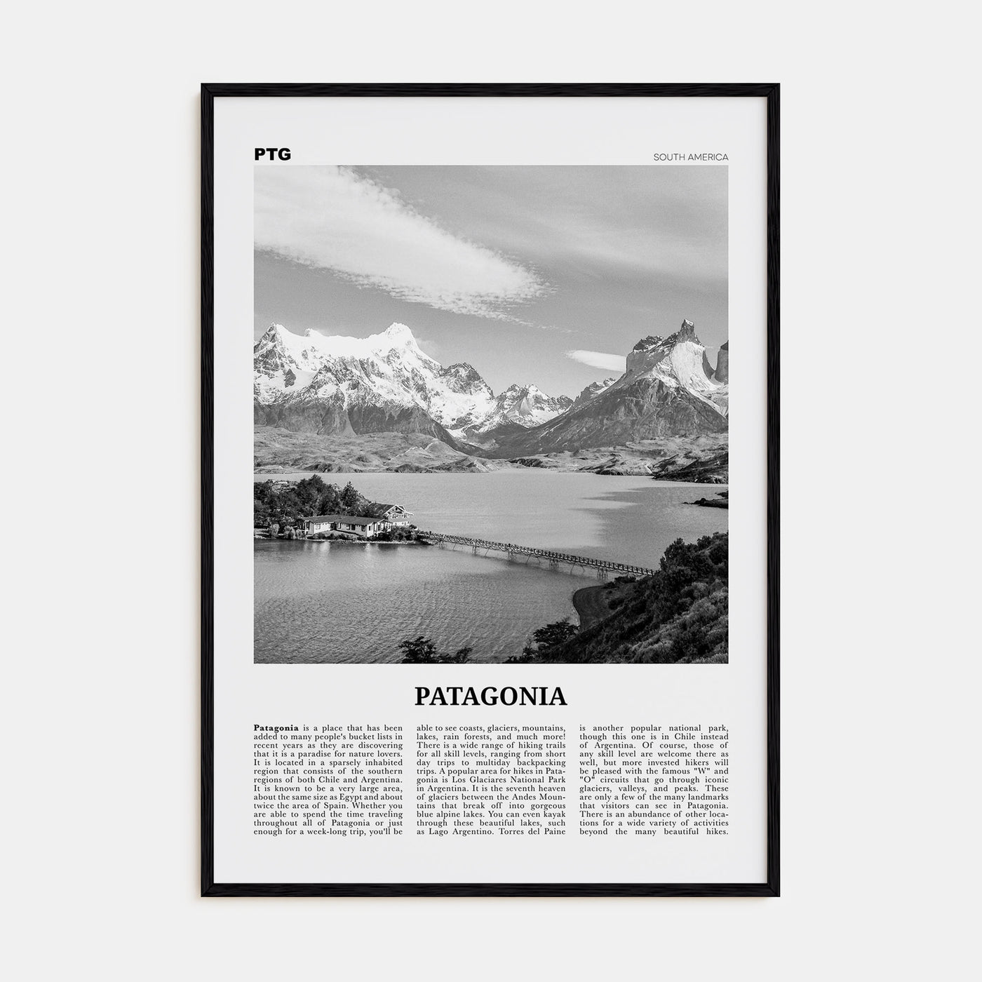Patagonia Travel B&W Poster