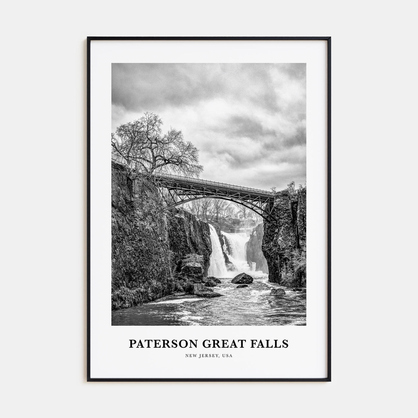 Paterson Great Falls Portrait B&W Poster