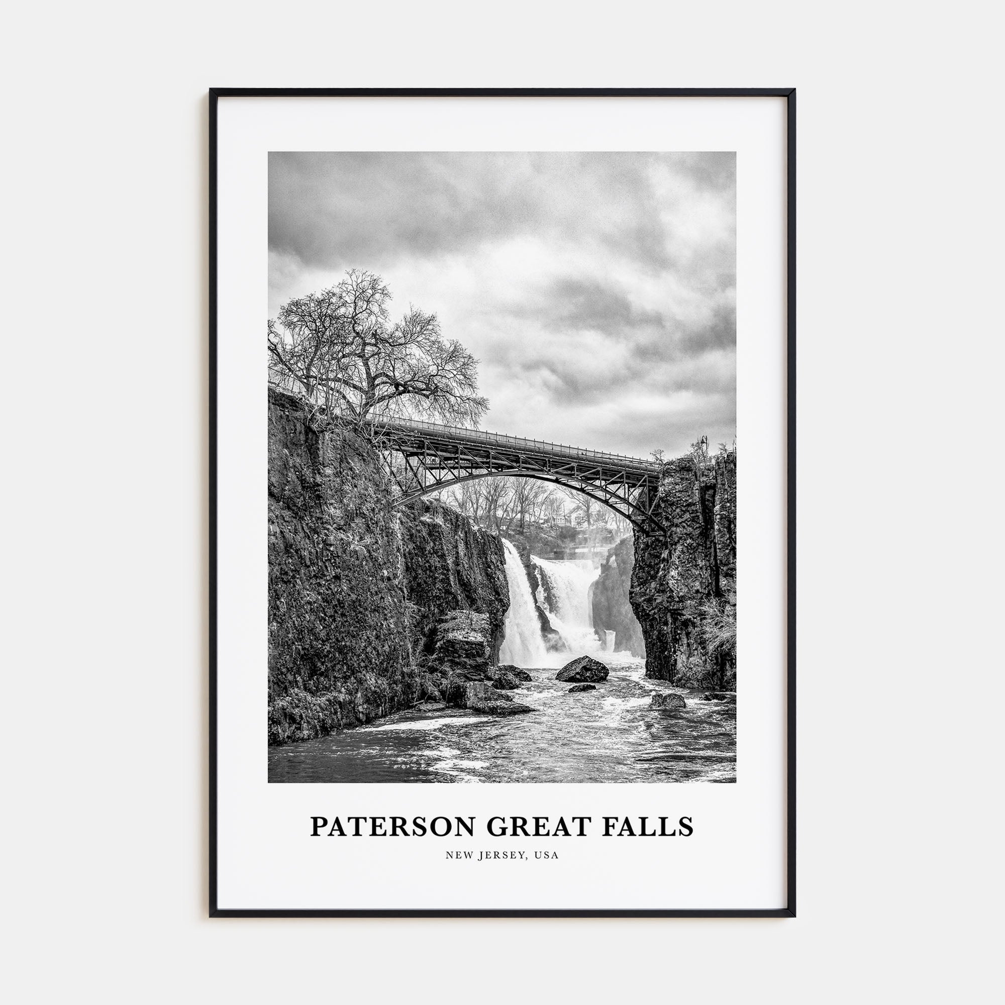 Paterson Great Falls Portrait B&W Poster