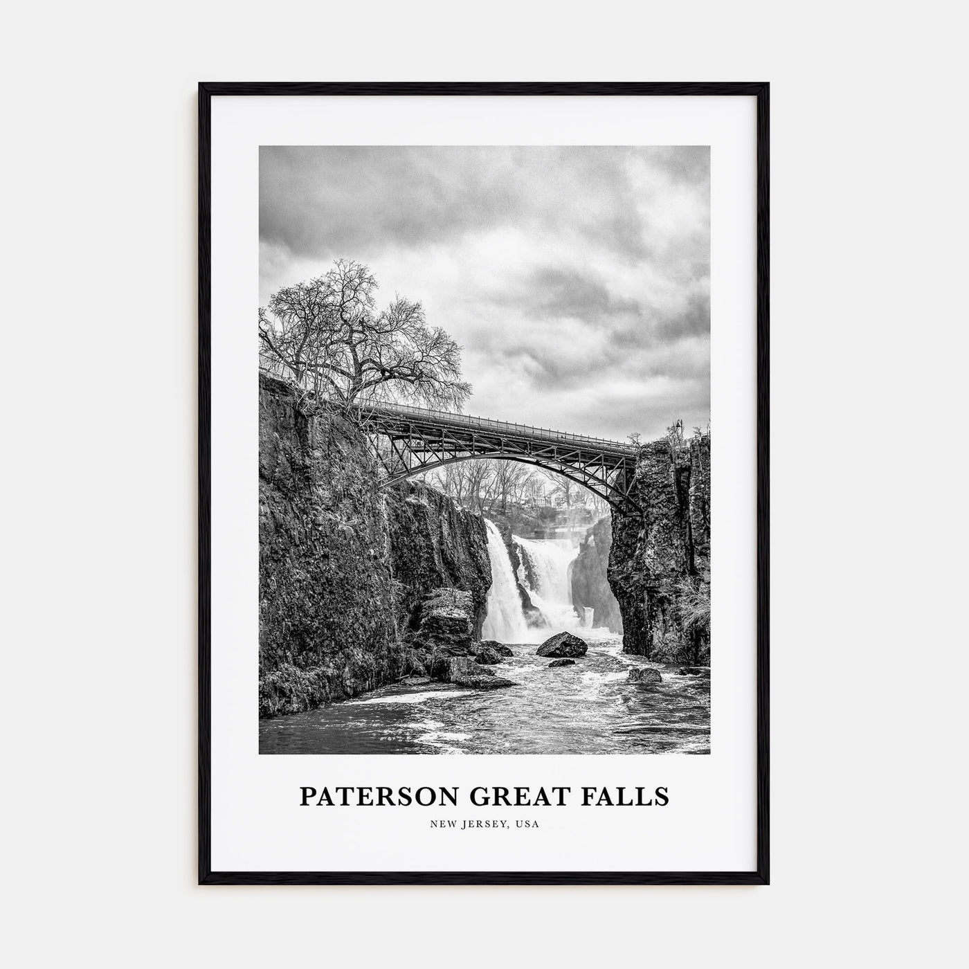 Paterson Great Falls Portrait B&W Poster