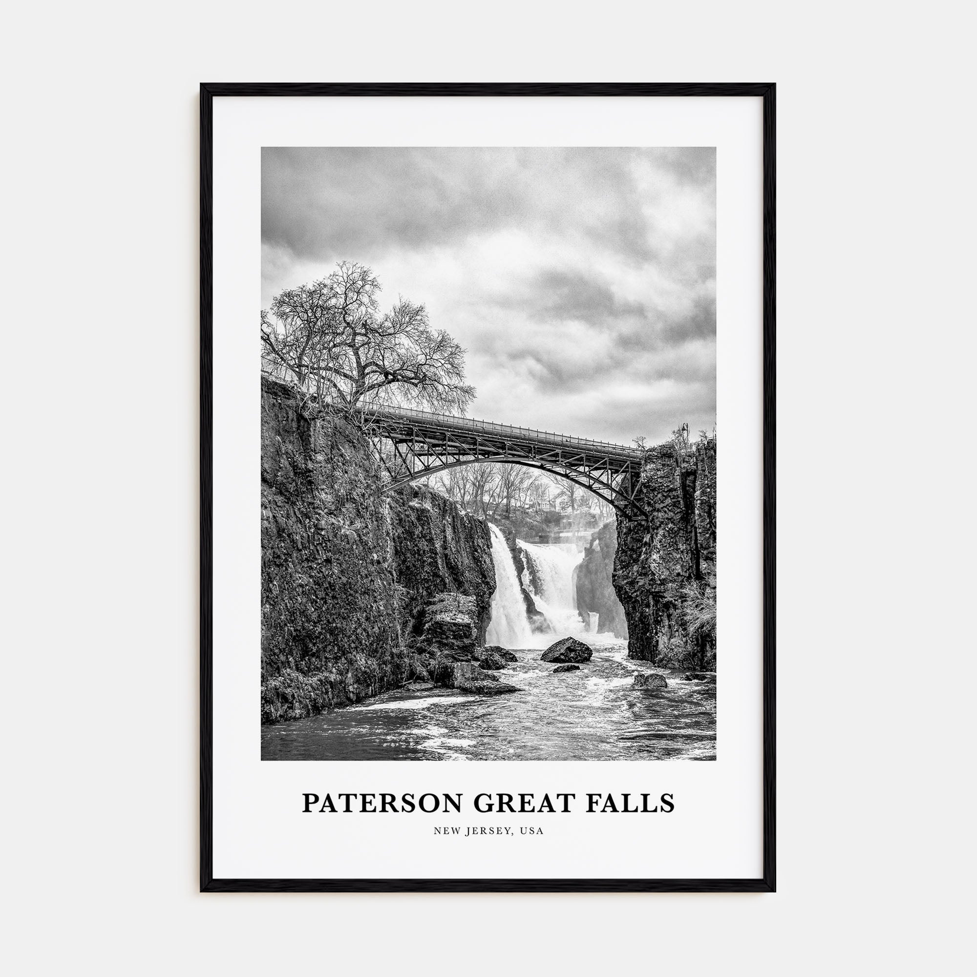 Paterson Great Falls Portrait B&W Poster