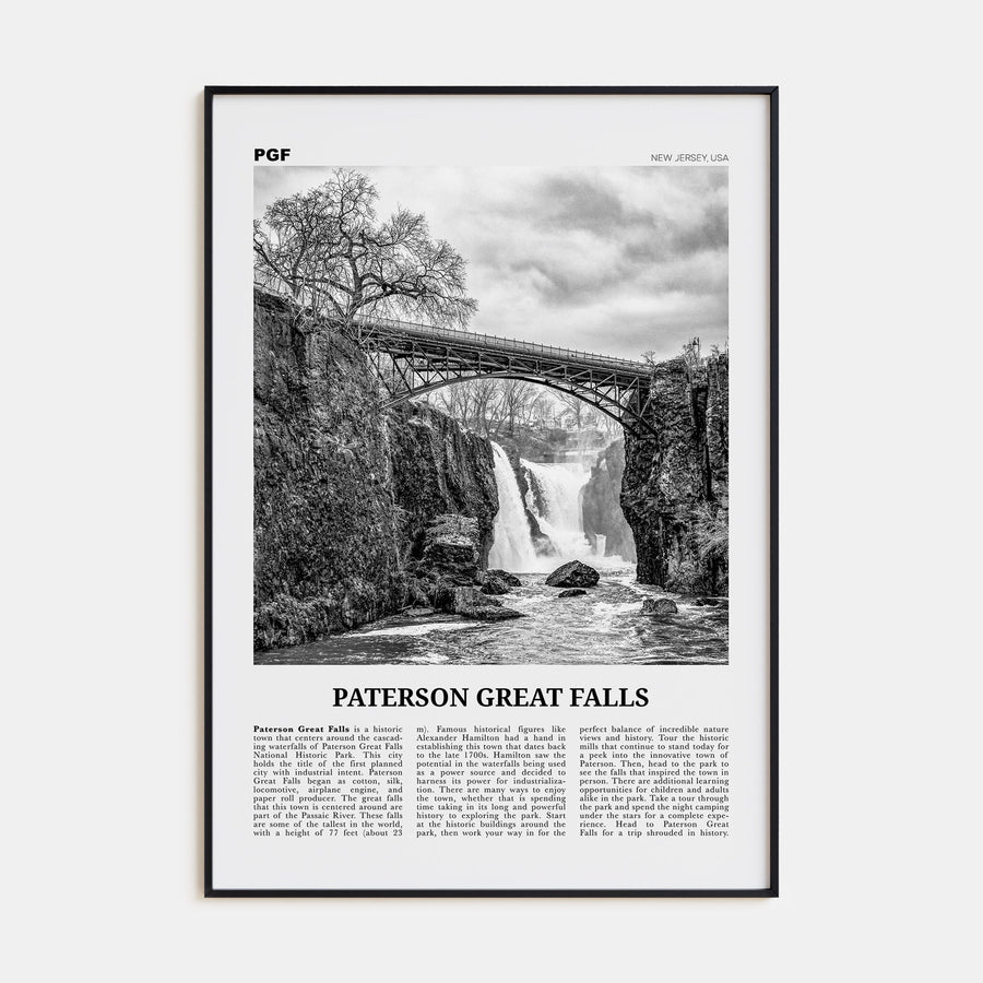 Paterson Great Falls Travel B&W Poster