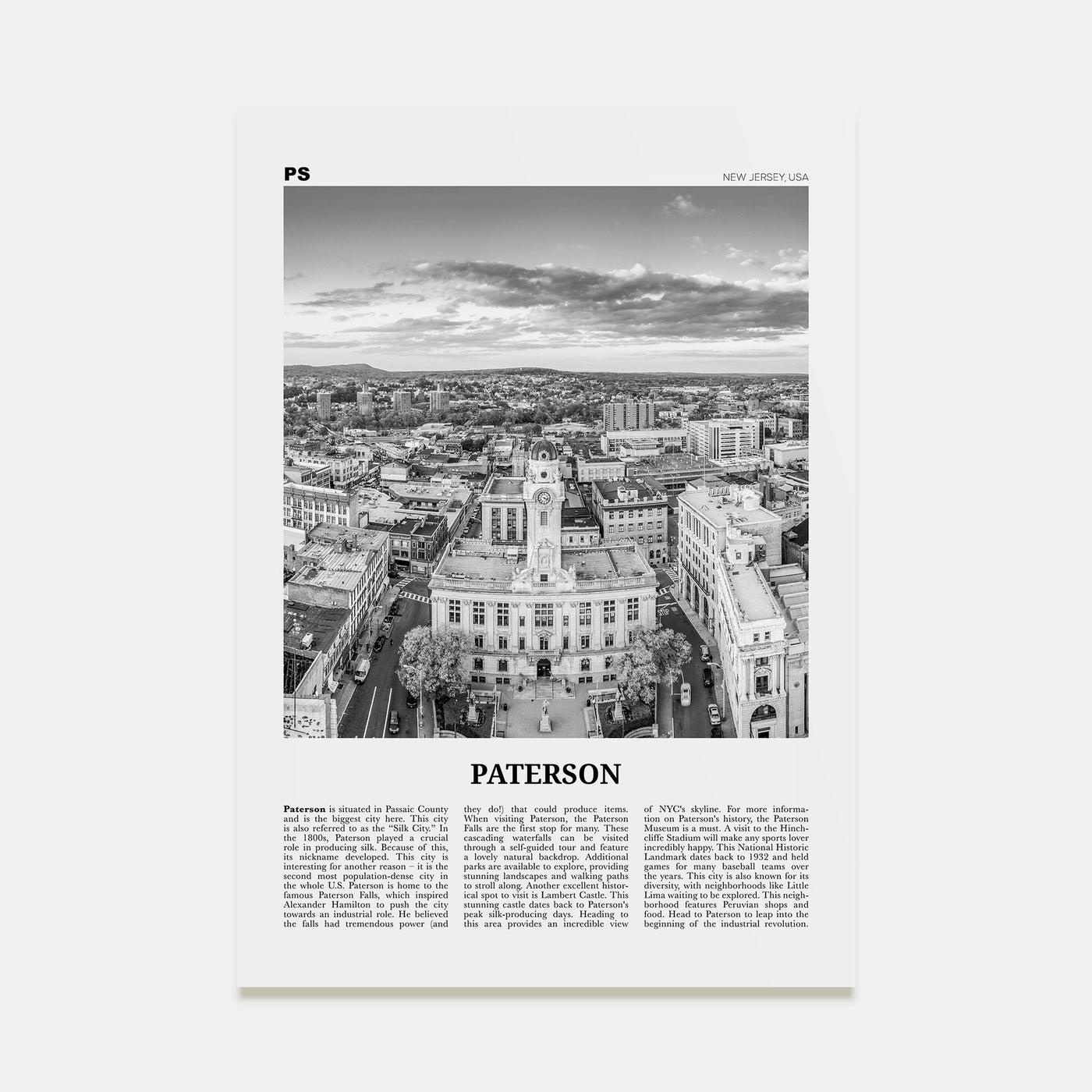 Paterson Travel B&W Poster