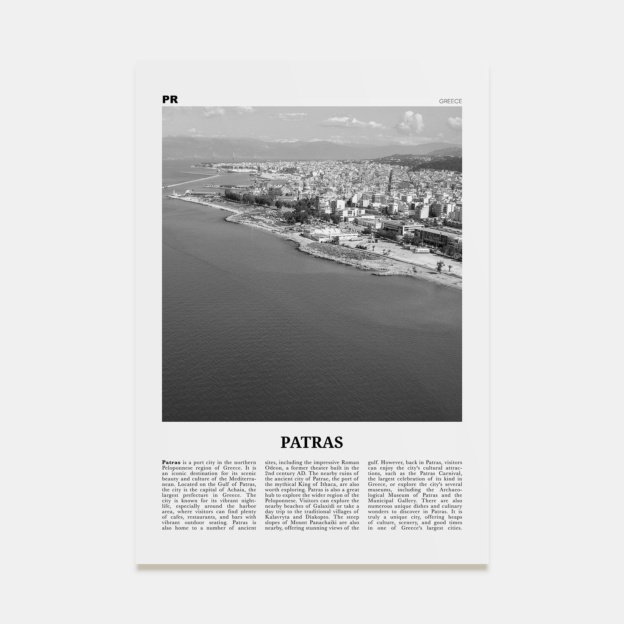 Patras Travel B&W Poster