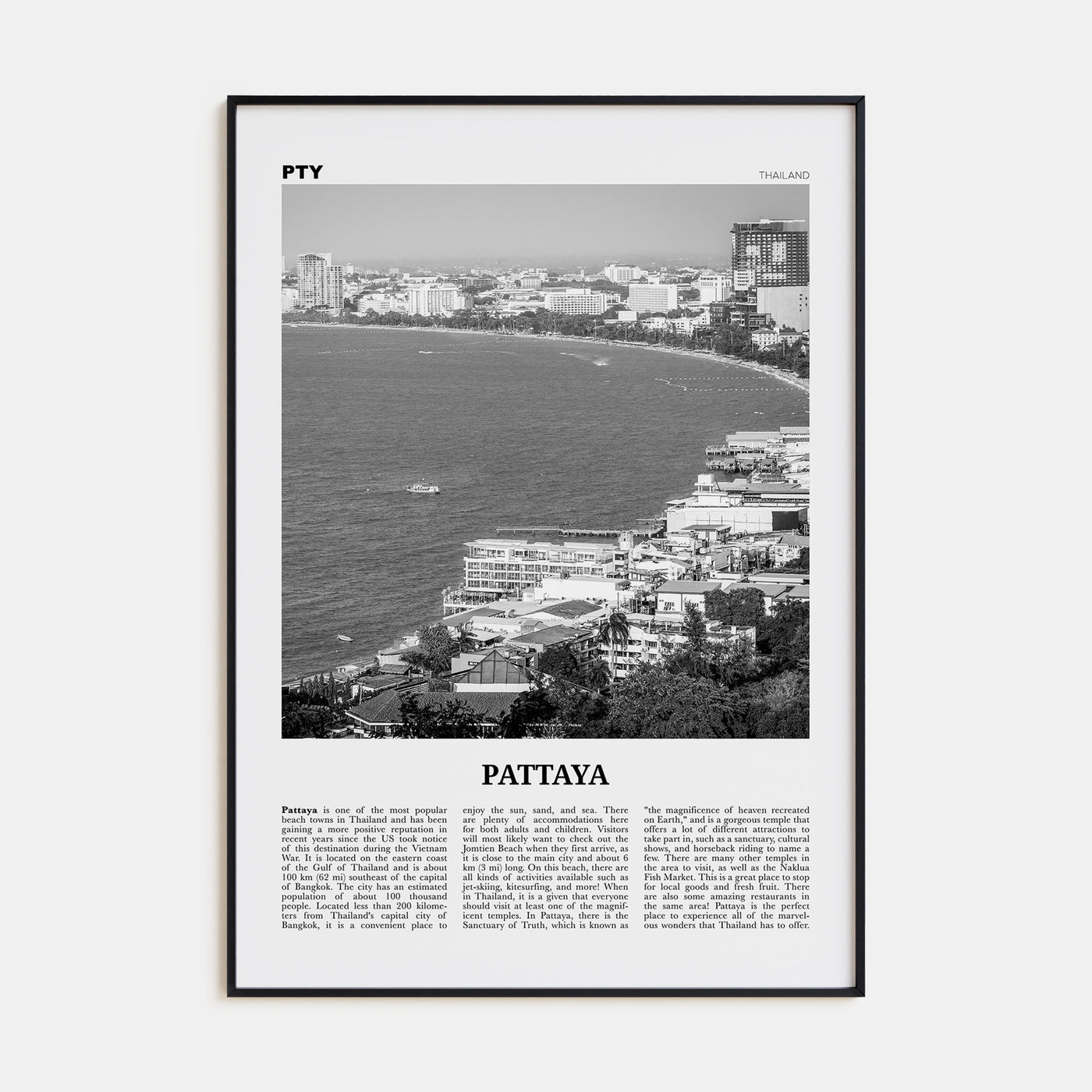 Pattaya Travel B&W Poster
