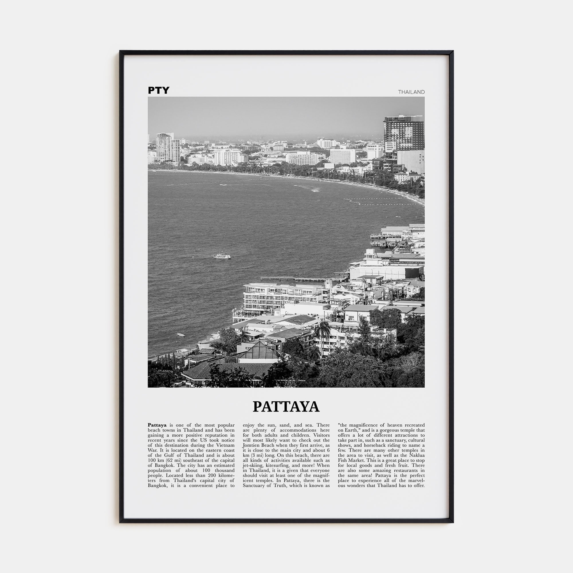 Pattaya Travel B&W Poster