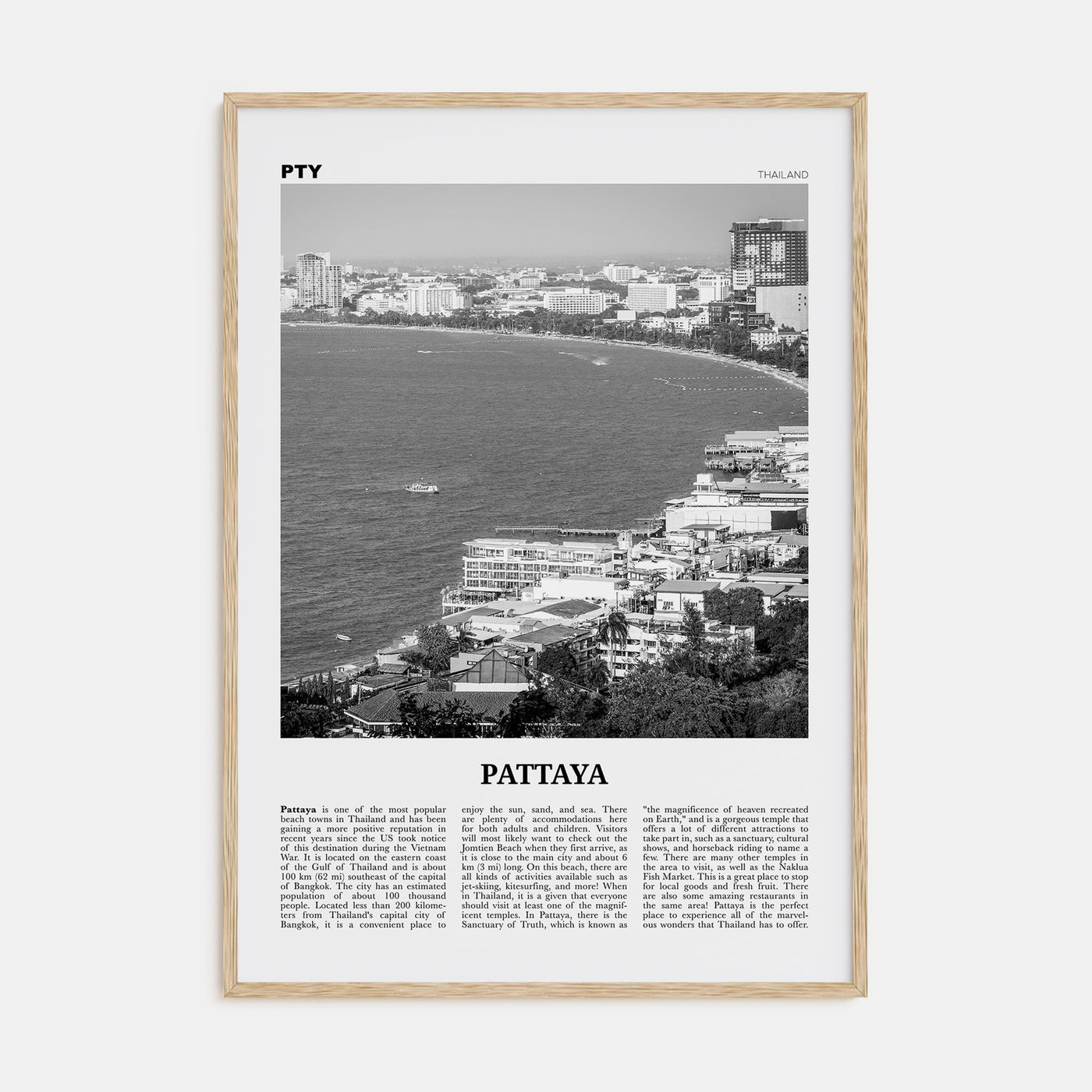 Pattaya Travel B&W Poster