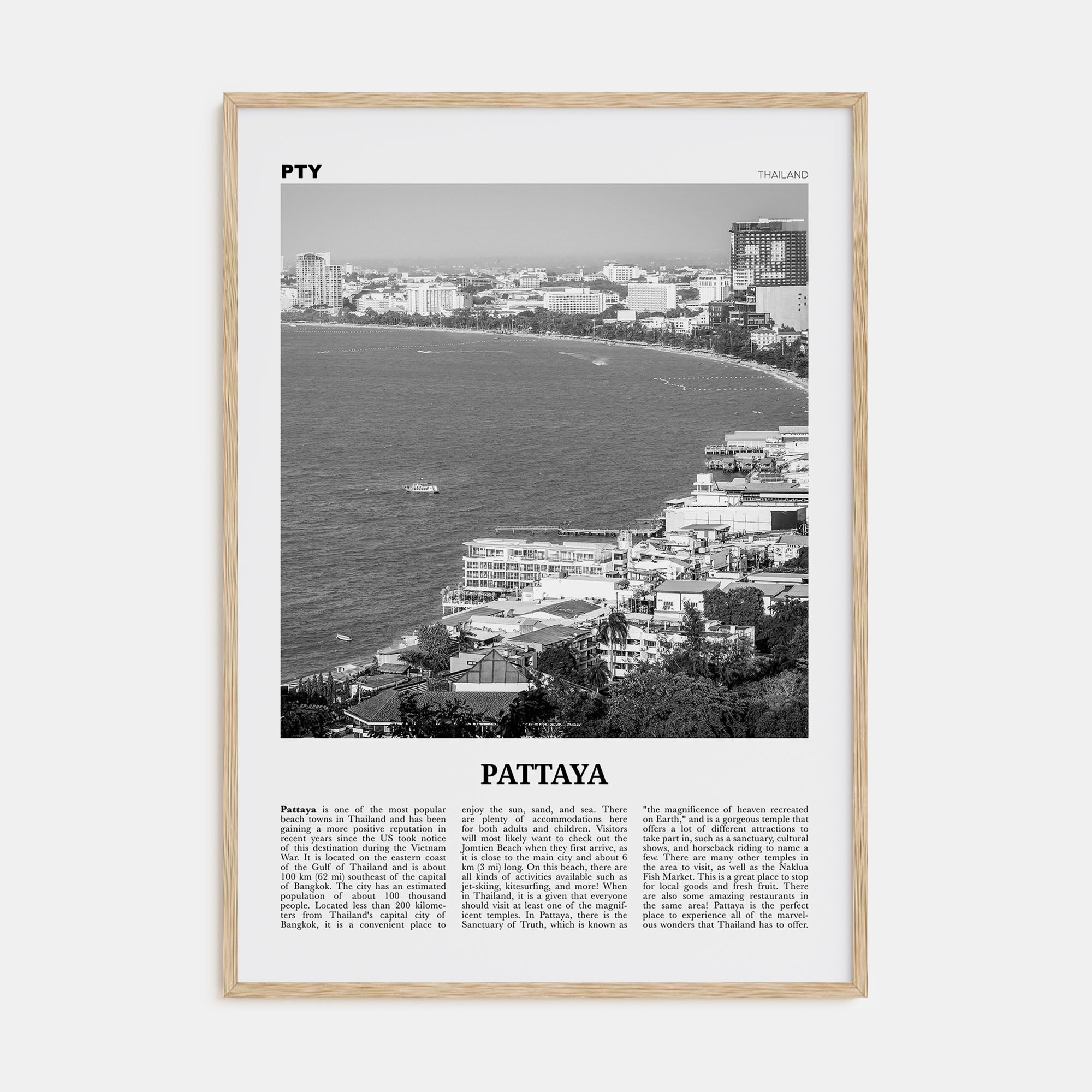 Pattaya Travel B&W Poster