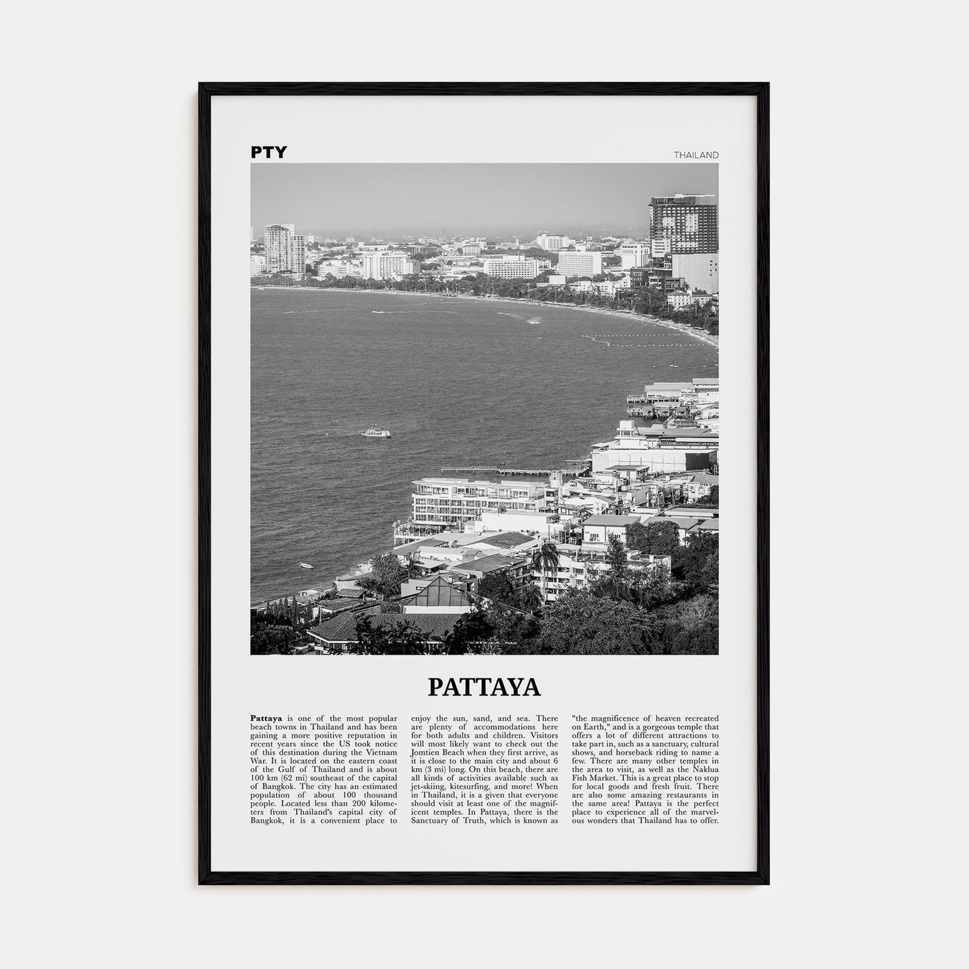 Pattaya Travel B&W Poster