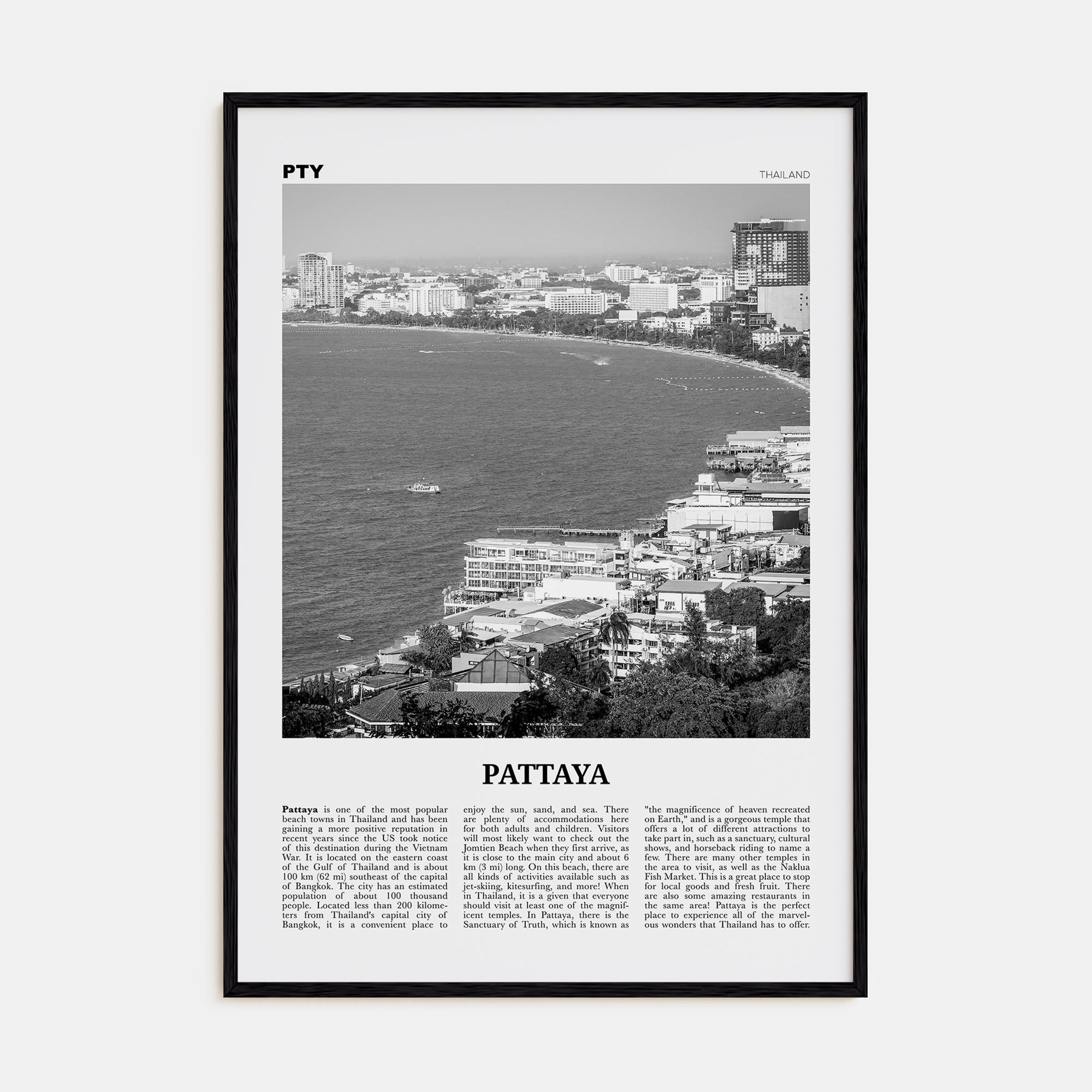 Pattaya Travel B&W Poster