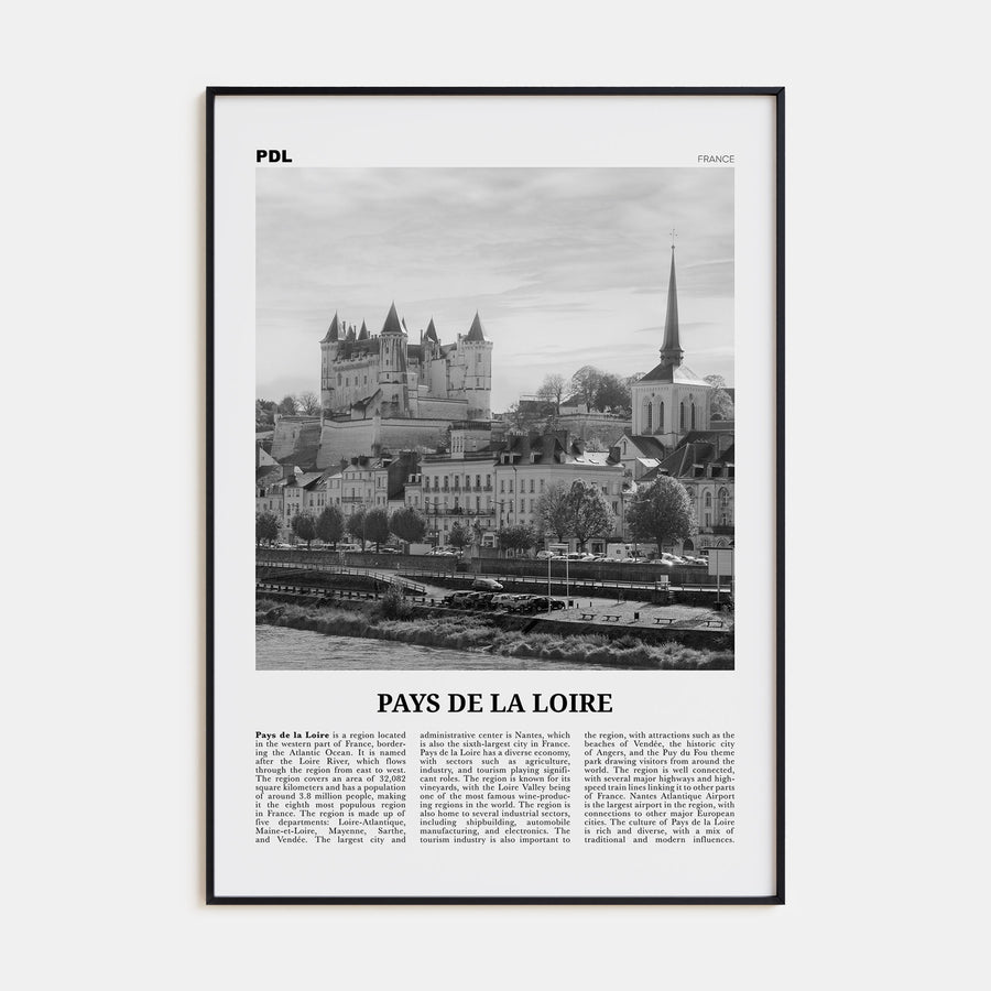 Pays de la Loire Travel B&W Poster