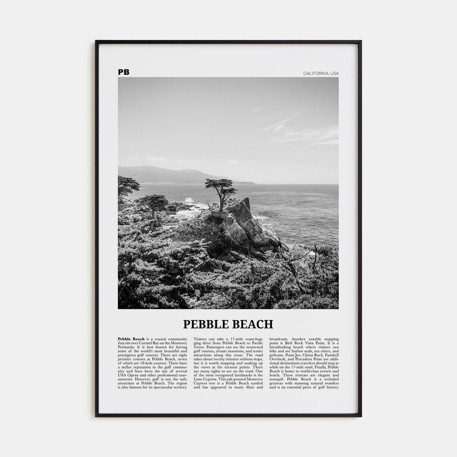 Pebble Beach Travel B&W Poster
